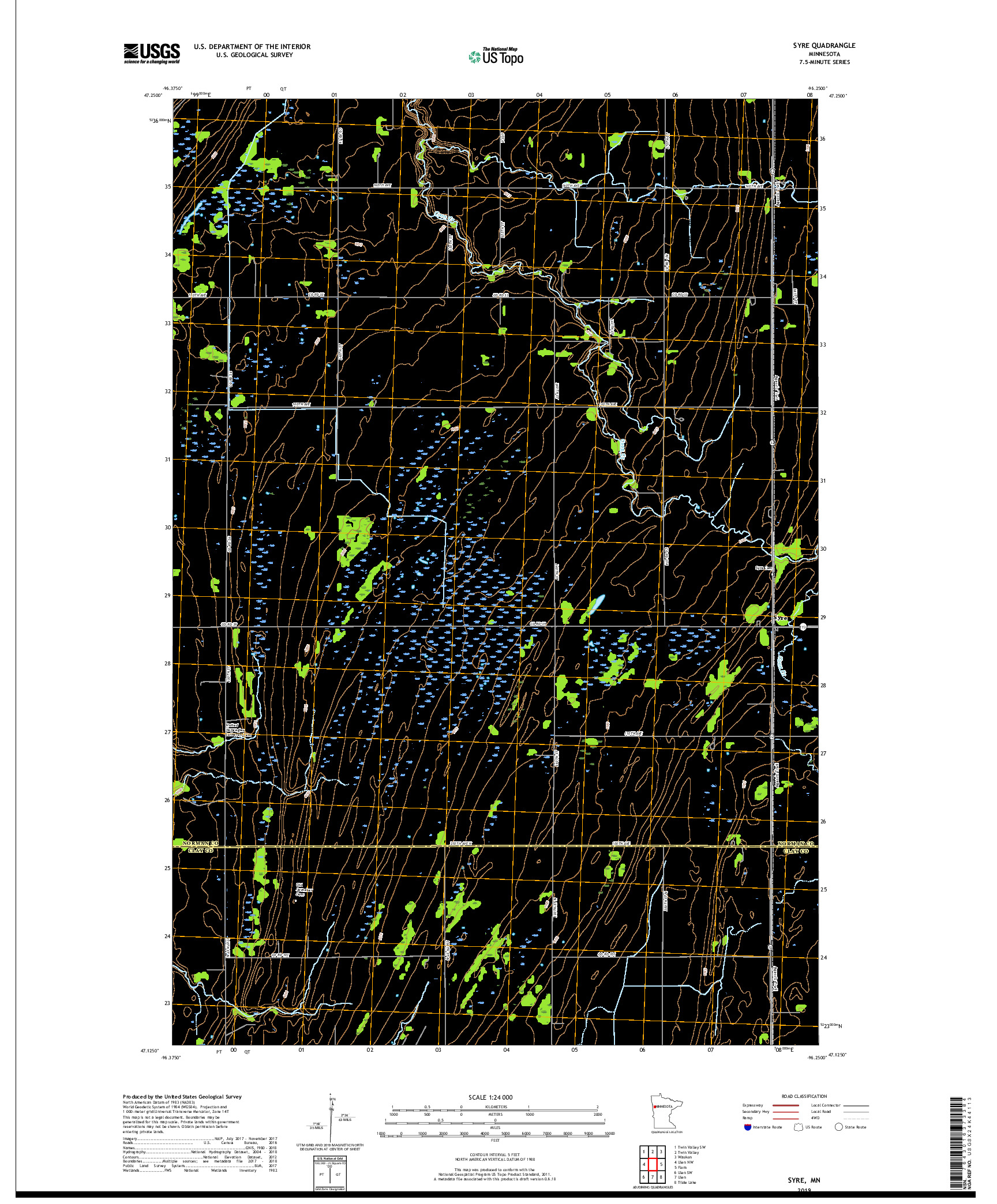 USGS US TOPO 7.5-MINUTE MAP FOR SYRE, MN 2019