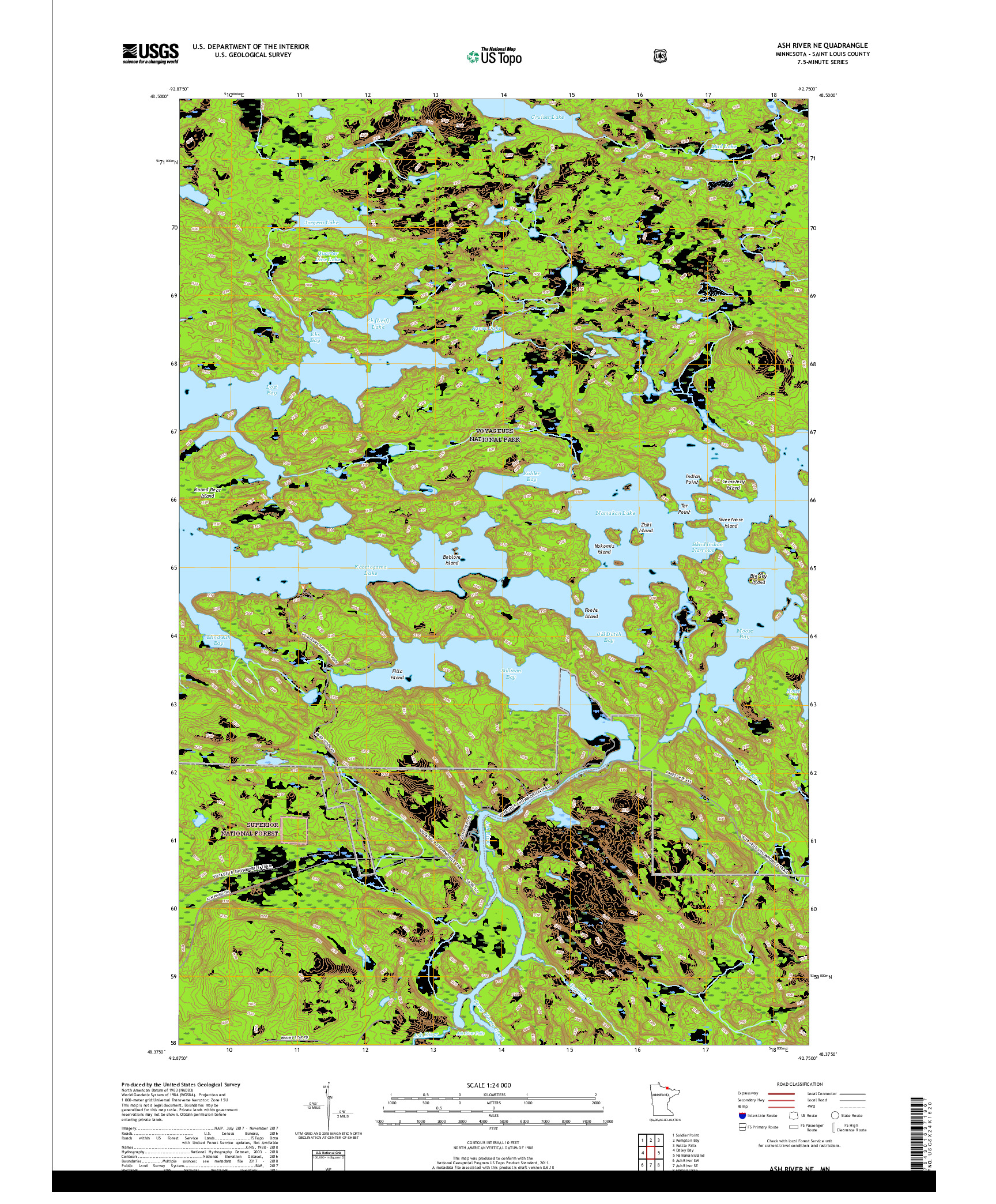 USGS US TOPO 7.5-MINUTE MAP FOR ASH RIVER NE, MN 2019