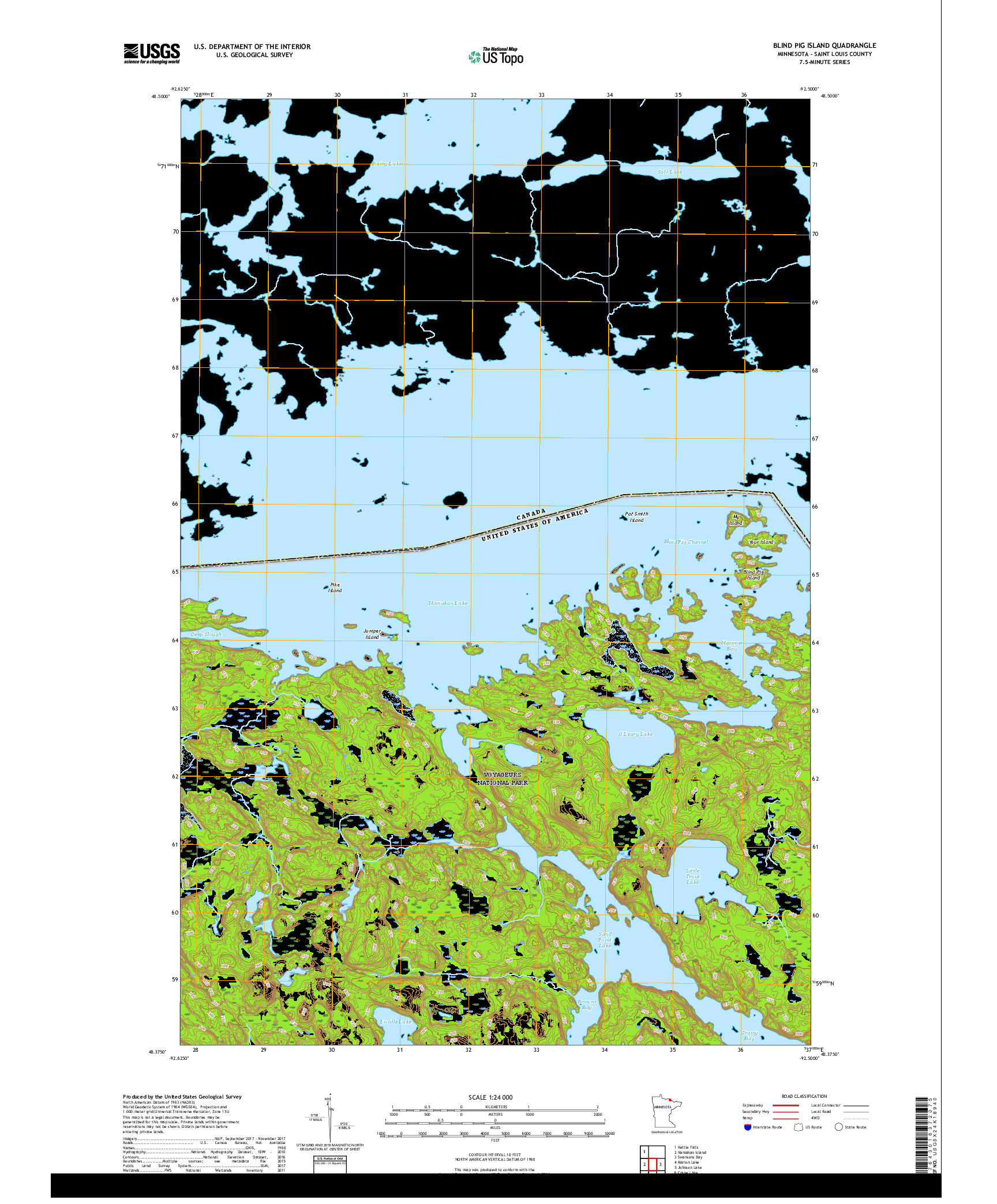 USGS US TOPO 7.5-MINUTE MAP FOR BLIND PIG ISLAND, MN,ON 2019