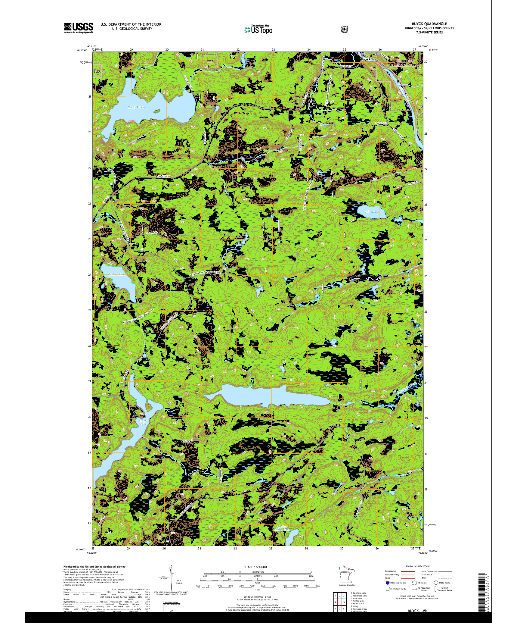USGS US TOPO 7.5-MINUTE MAP FOR BUYCK, MN 2019