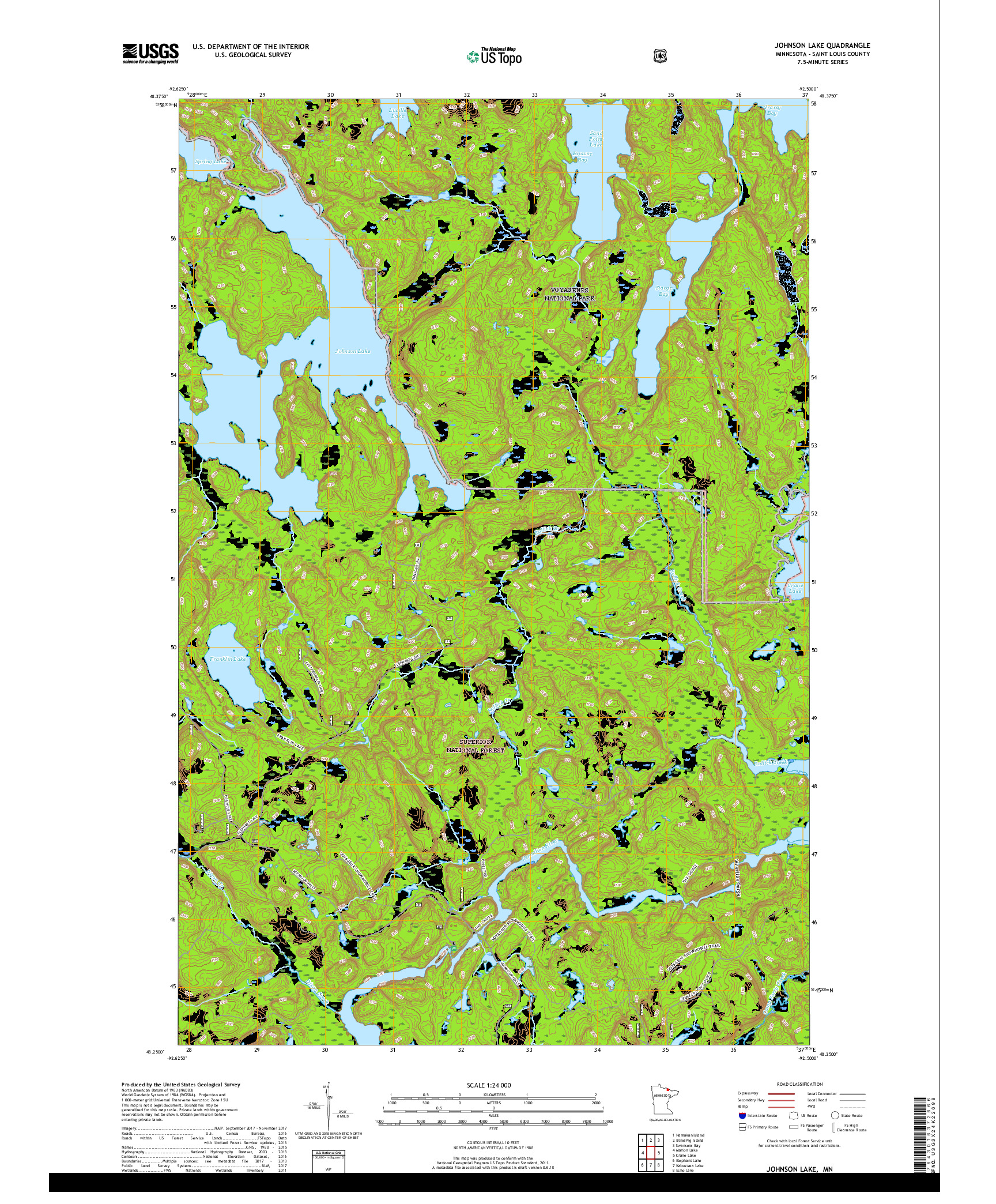 USGS US TOPO 7.5-MINUTE MAP FOR JOHNSON LAKE, MN 2019
