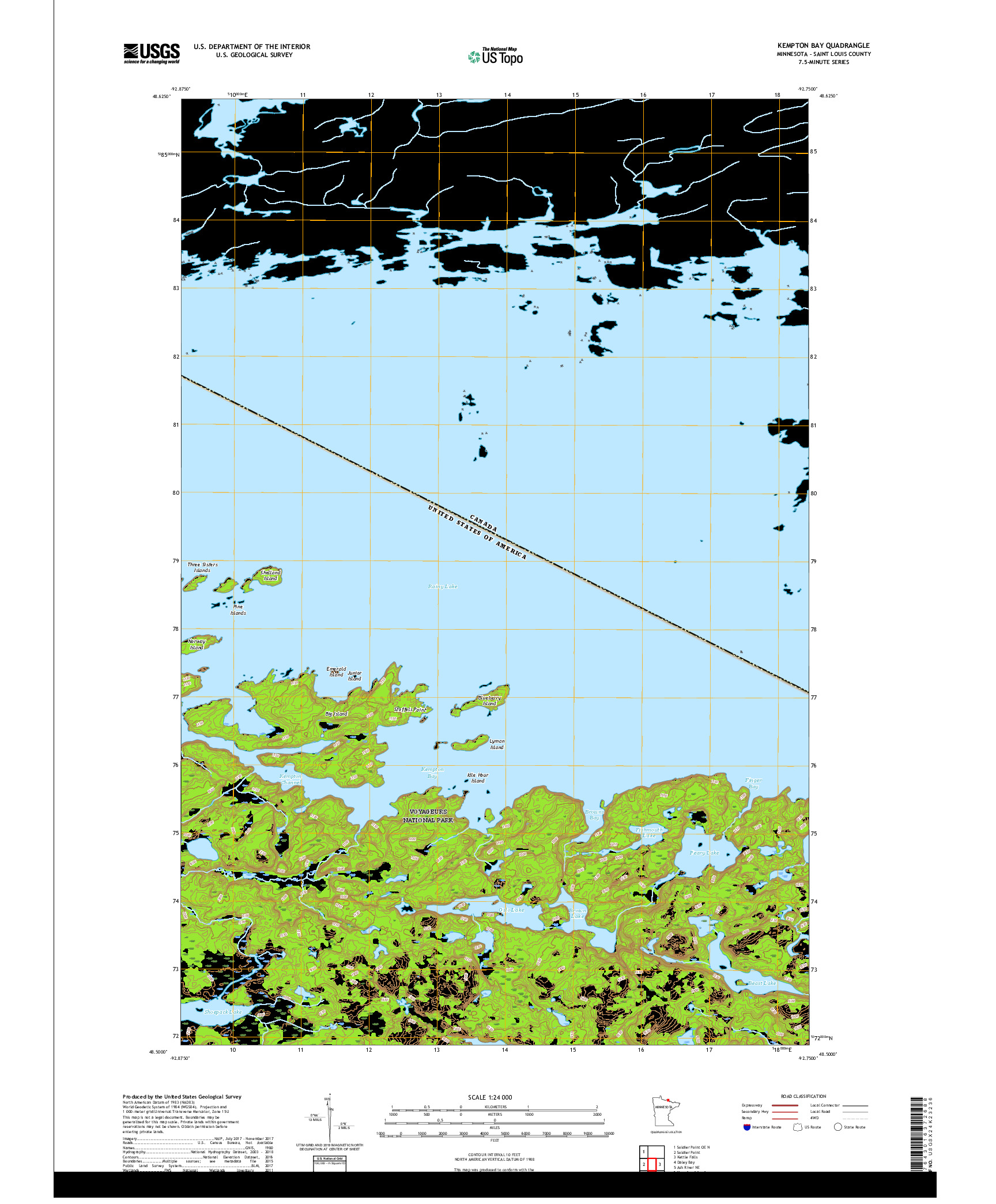 USGS US TOPO 7.5-MINUTE MAP FOR KEMPTON BAY, MN,ON 2019