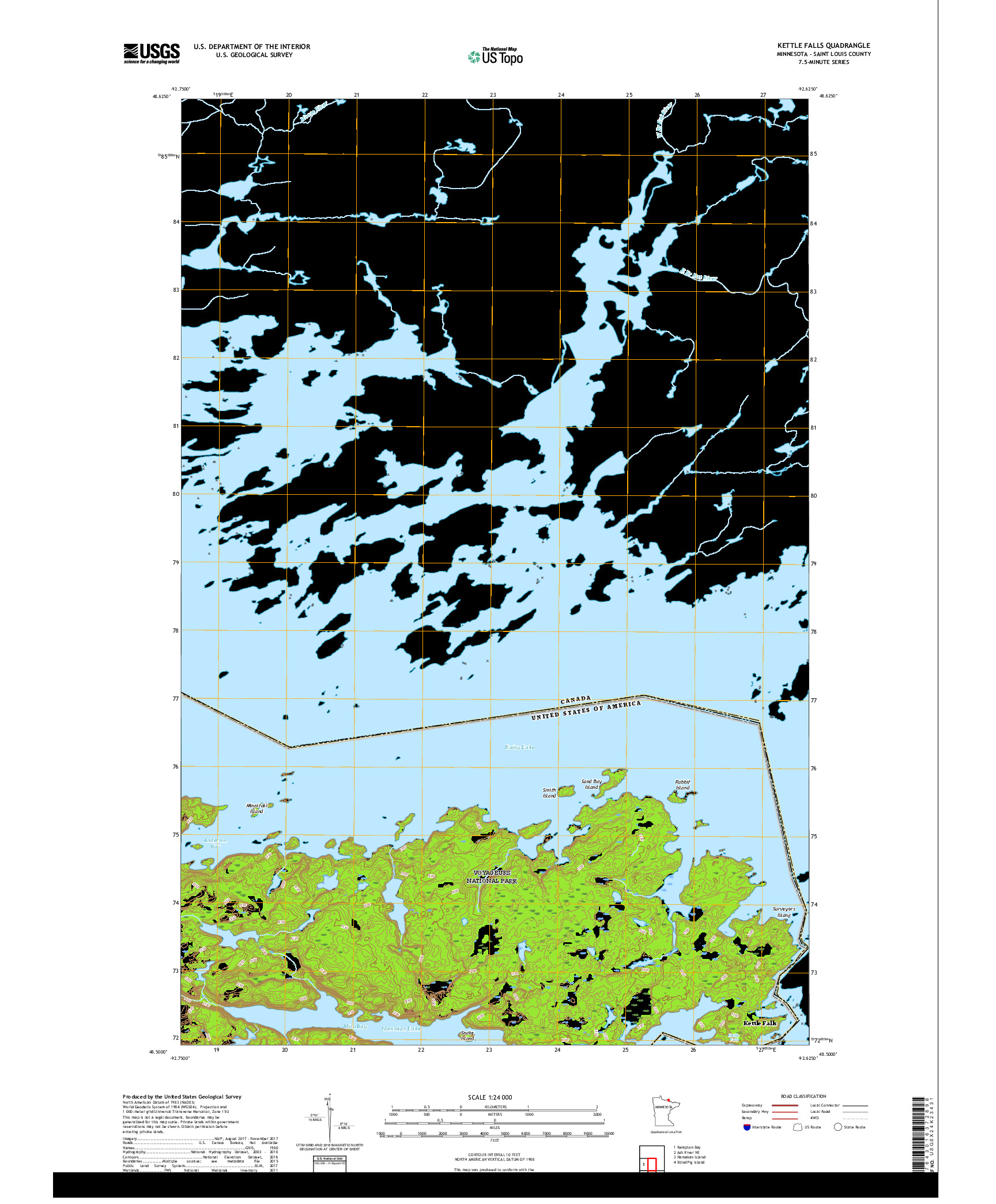 USGS US TOPO 7.5-MINUTE MAP FOR KETTLE FALLS, MN,ON 2019