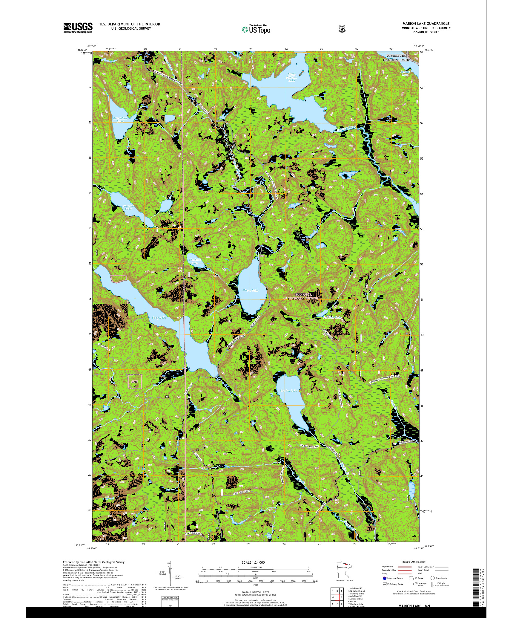 USGS US TOPO 7.5-MINUTE MAP FOR MARION LAKE, MN 2019