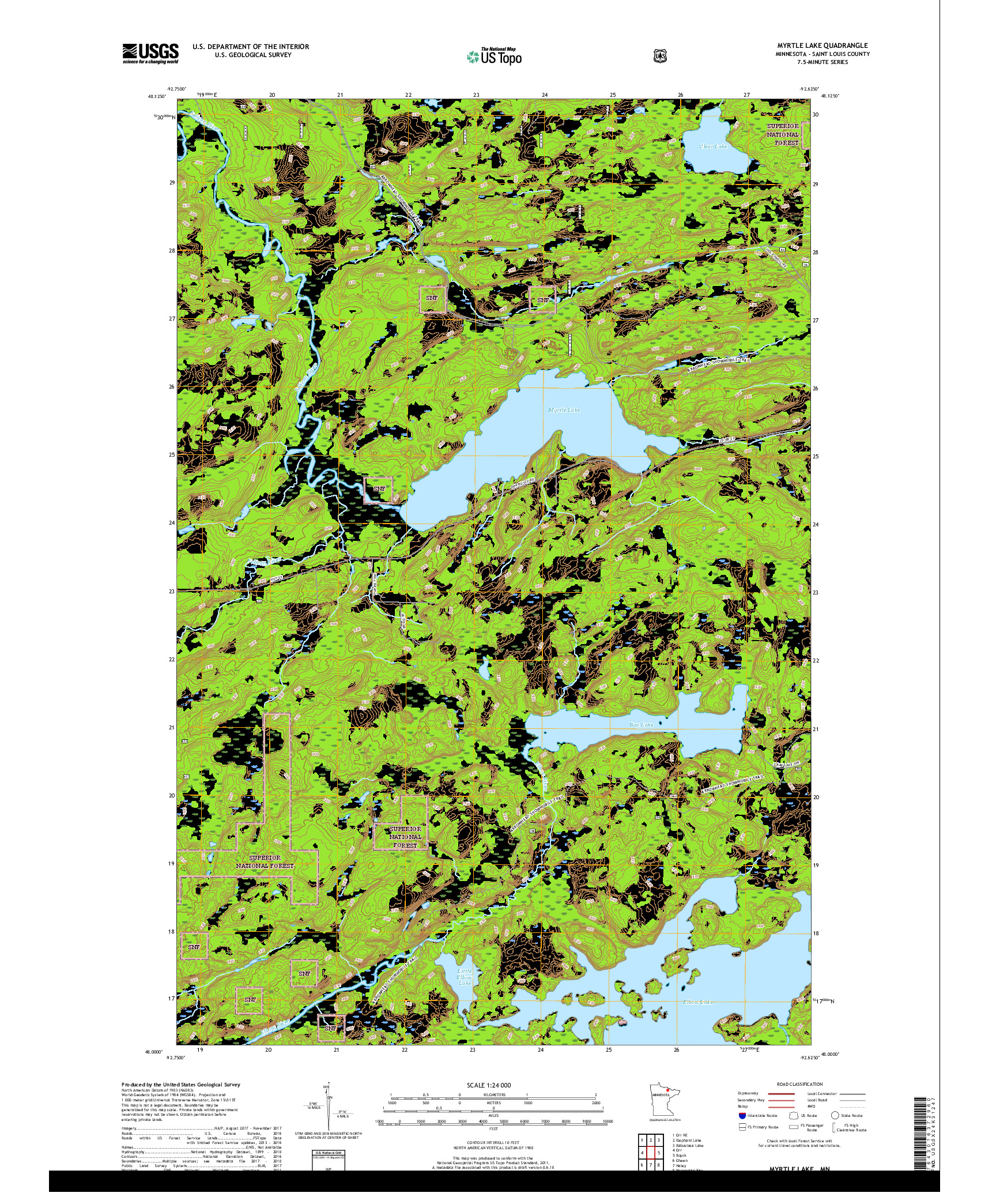 USGS US TOPO 7.5-MINUTE MAP FOR MYRTLE LAKE, MN 2019