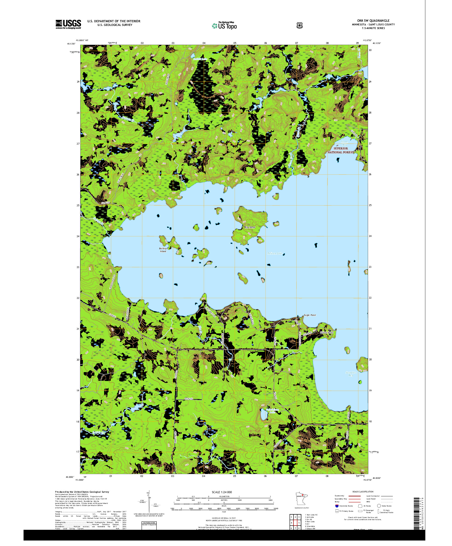 USGS US TOPO 7.5-MINUTE MAP FOR ORR SW, MN 2019