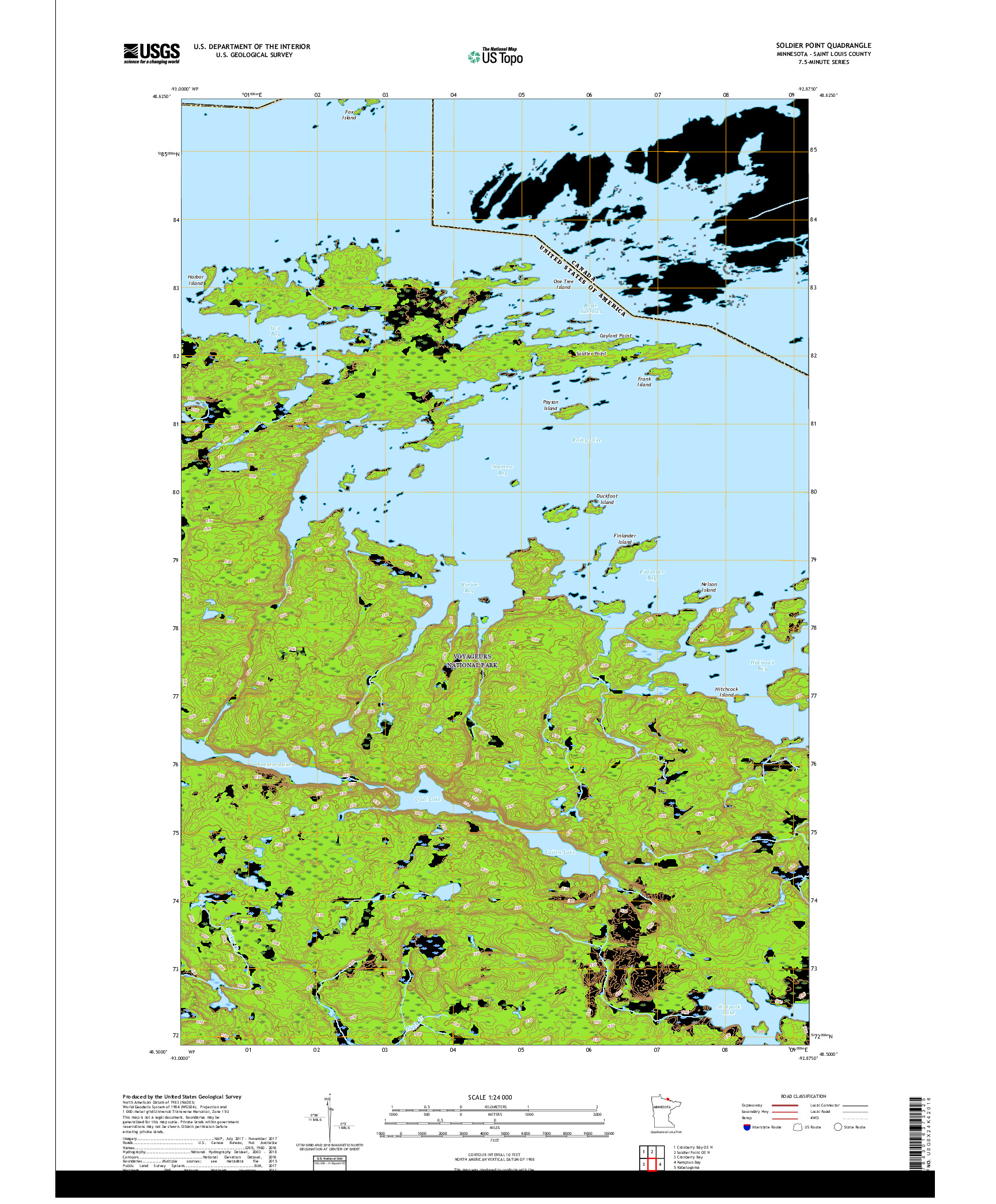 USGS US TOPO 7.5-MINUTE MAP FOR SOLDIER POINT, MN,ON 2019