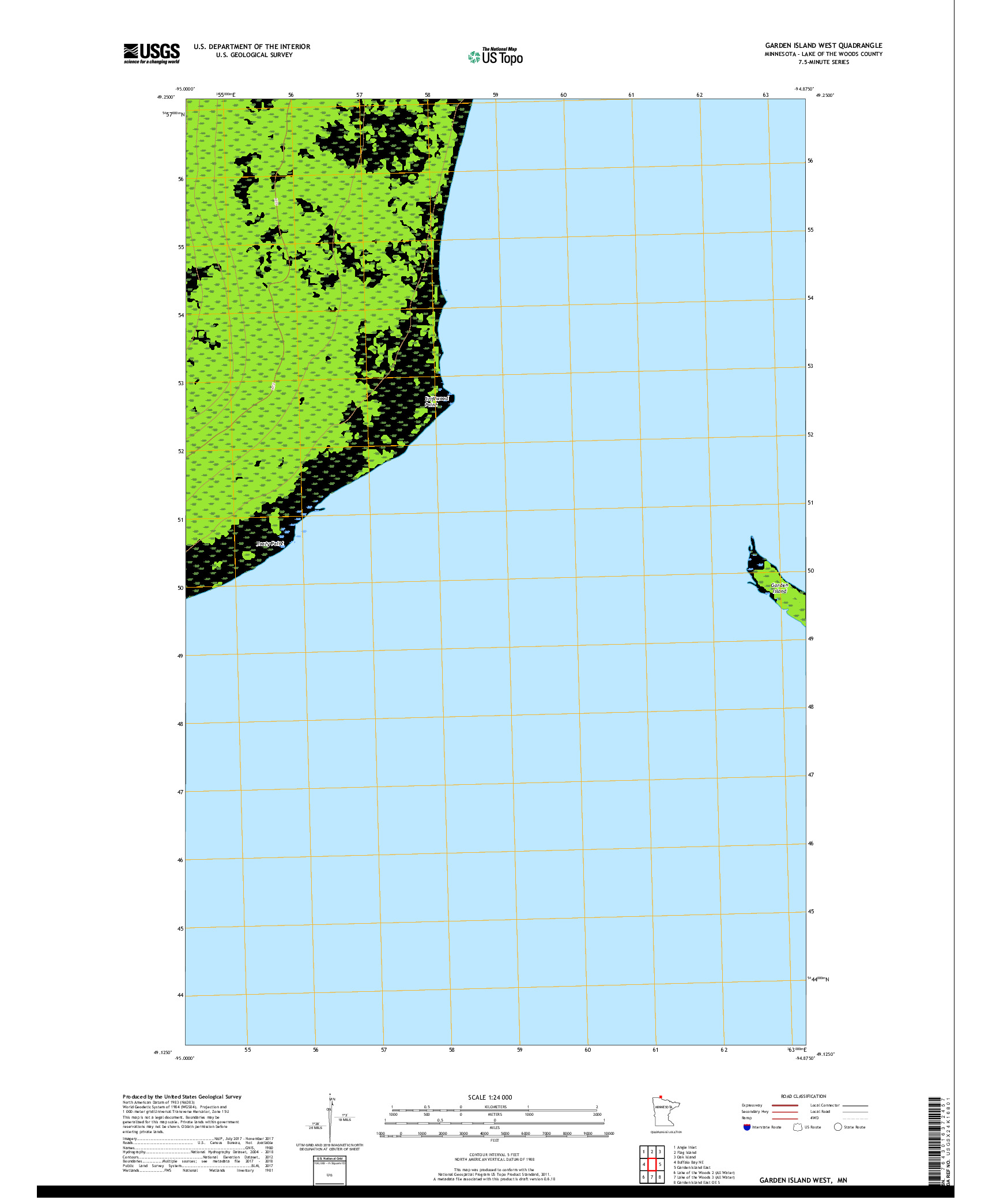 USGS US TOPO 7.5-MINUTE MAP FOR GARDEN ISLAND WEST, MN 2019