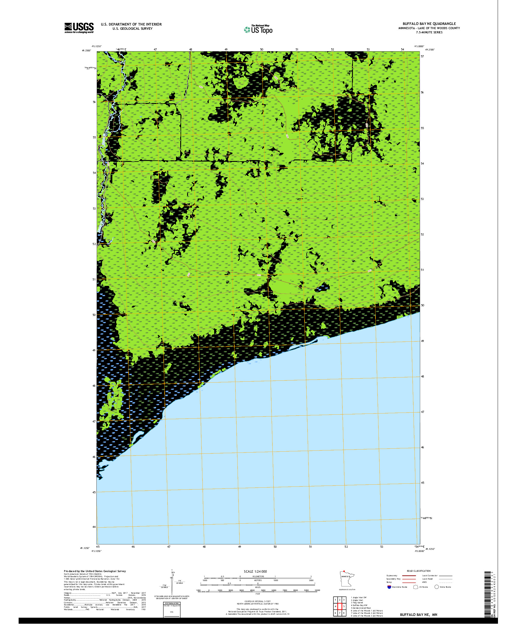 USGS US TOPO 7.5-MINUTE MAP FOR BUFFALO BAY NE, MN 2019