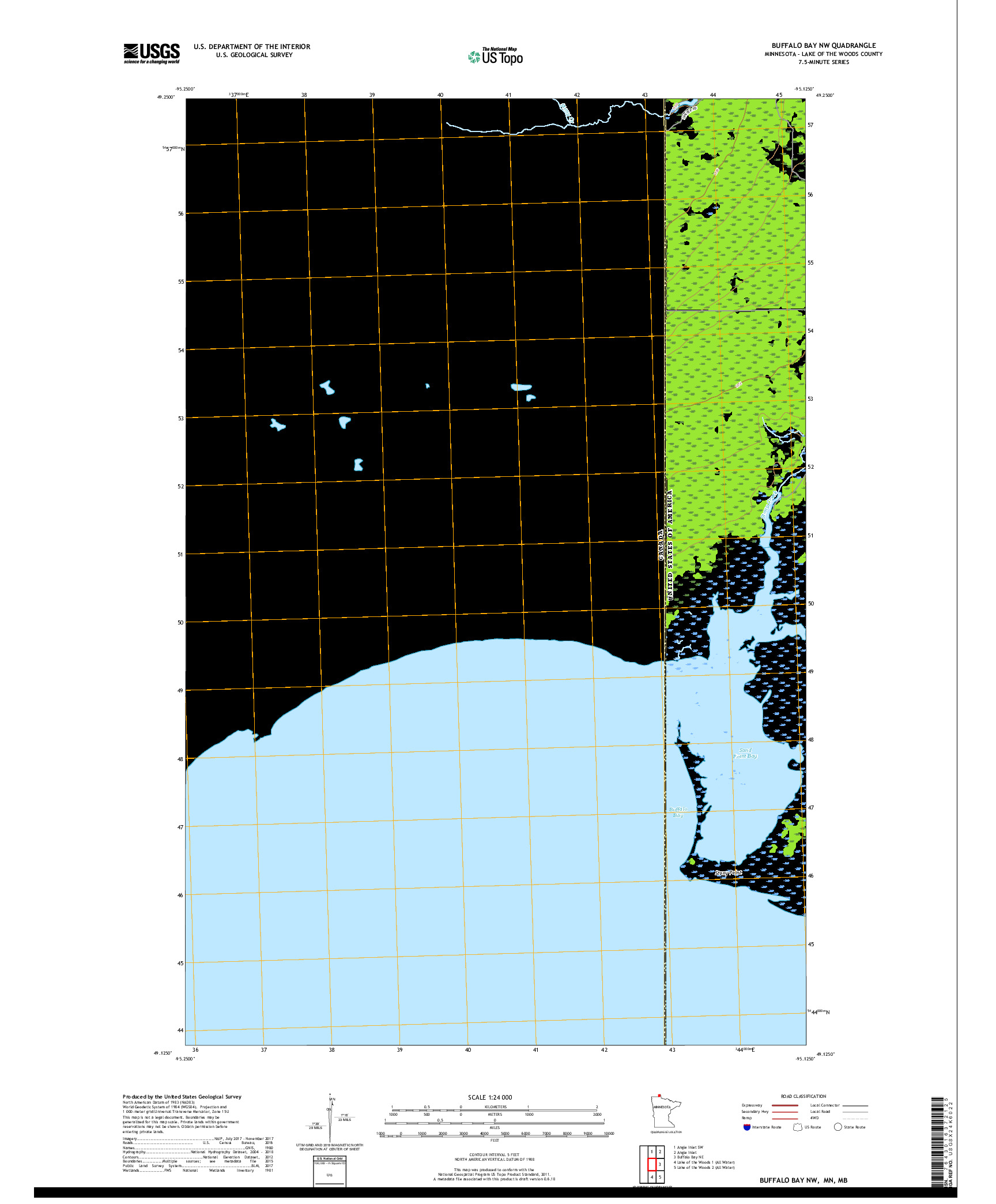 USGS US TOPO 7.5-MINUTE MAP FOR BUFFALO BAY NW, MN,MB 2019