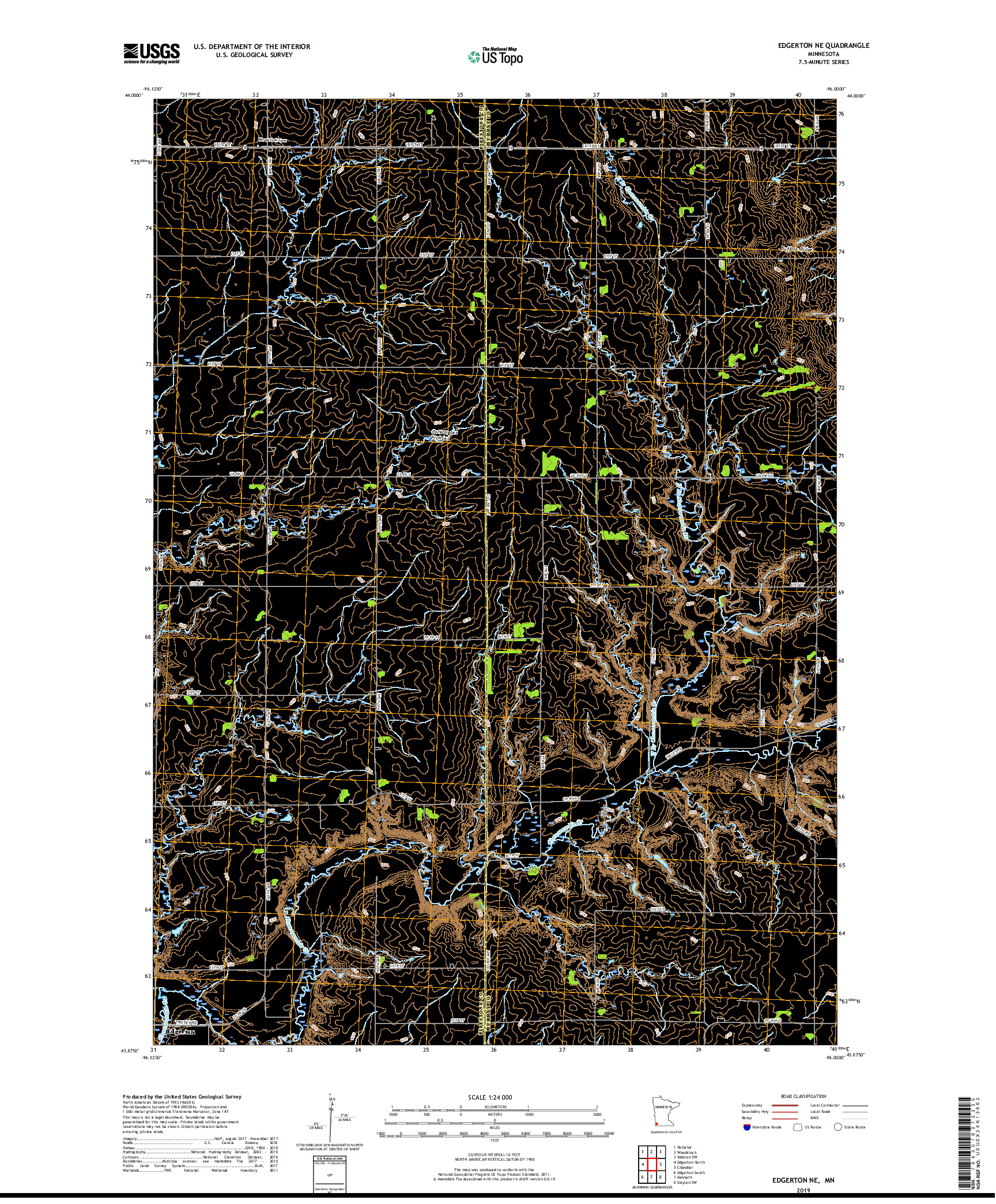 USGS US TOPO 7.5-MINUTE MAP FOR EDGERTON NE, MN 2019