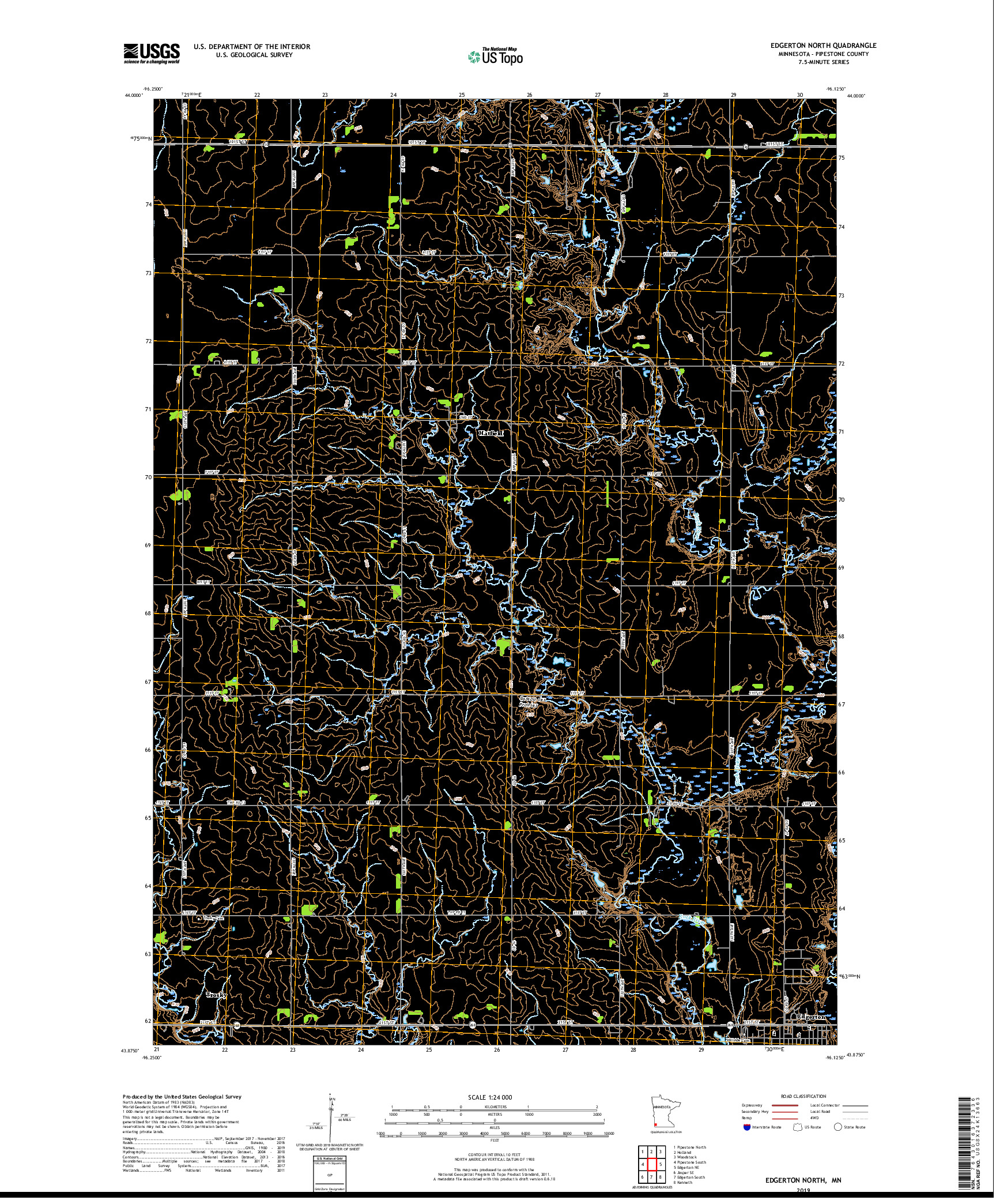 USGS US TOPO 7.5-MINUTE MAP FOR EDGERTON NORTH, MN 2019