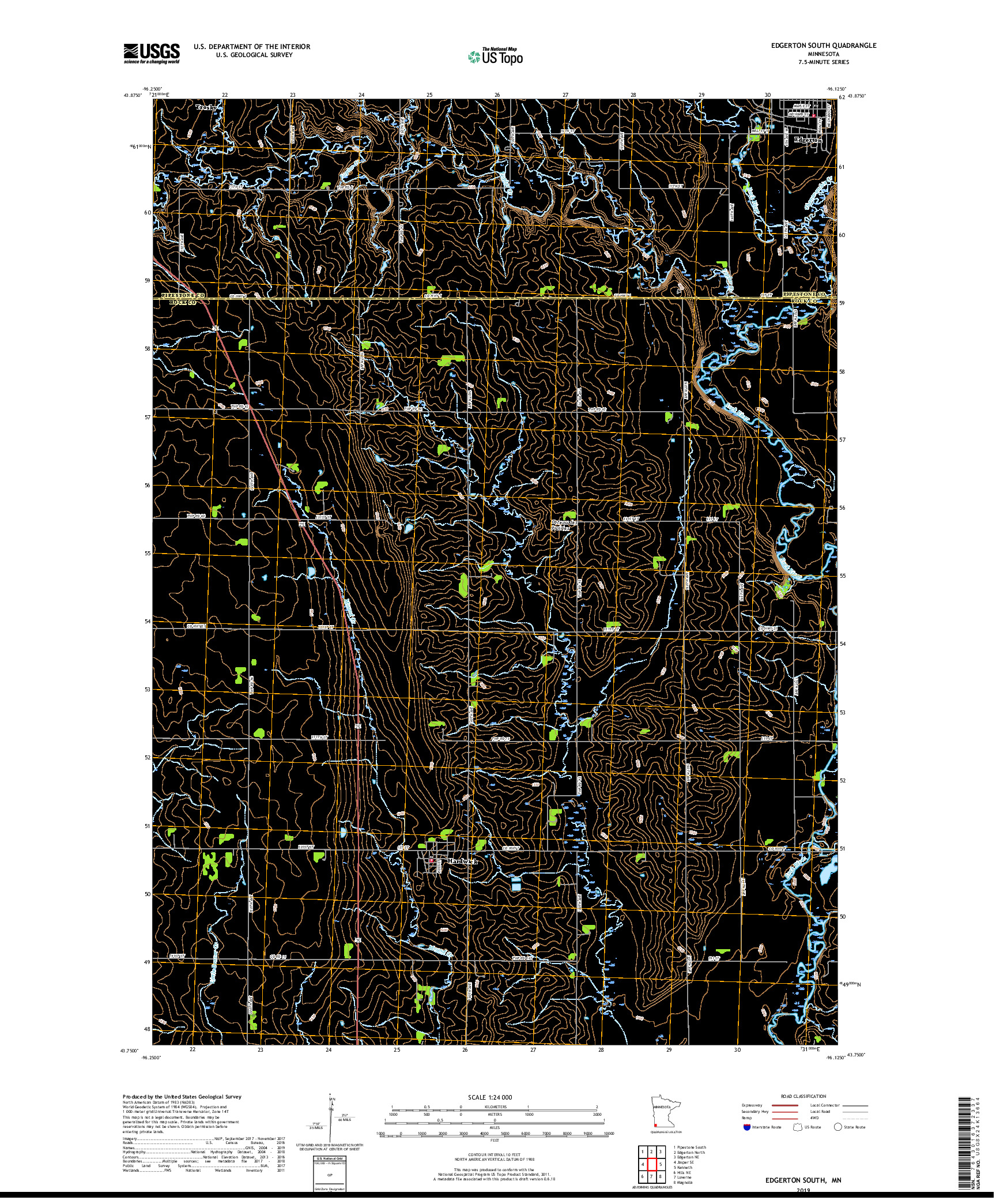 USGS US TOPO 7.5-MINUTE MAP FOR EDGERTON SOUTH, MN 2019