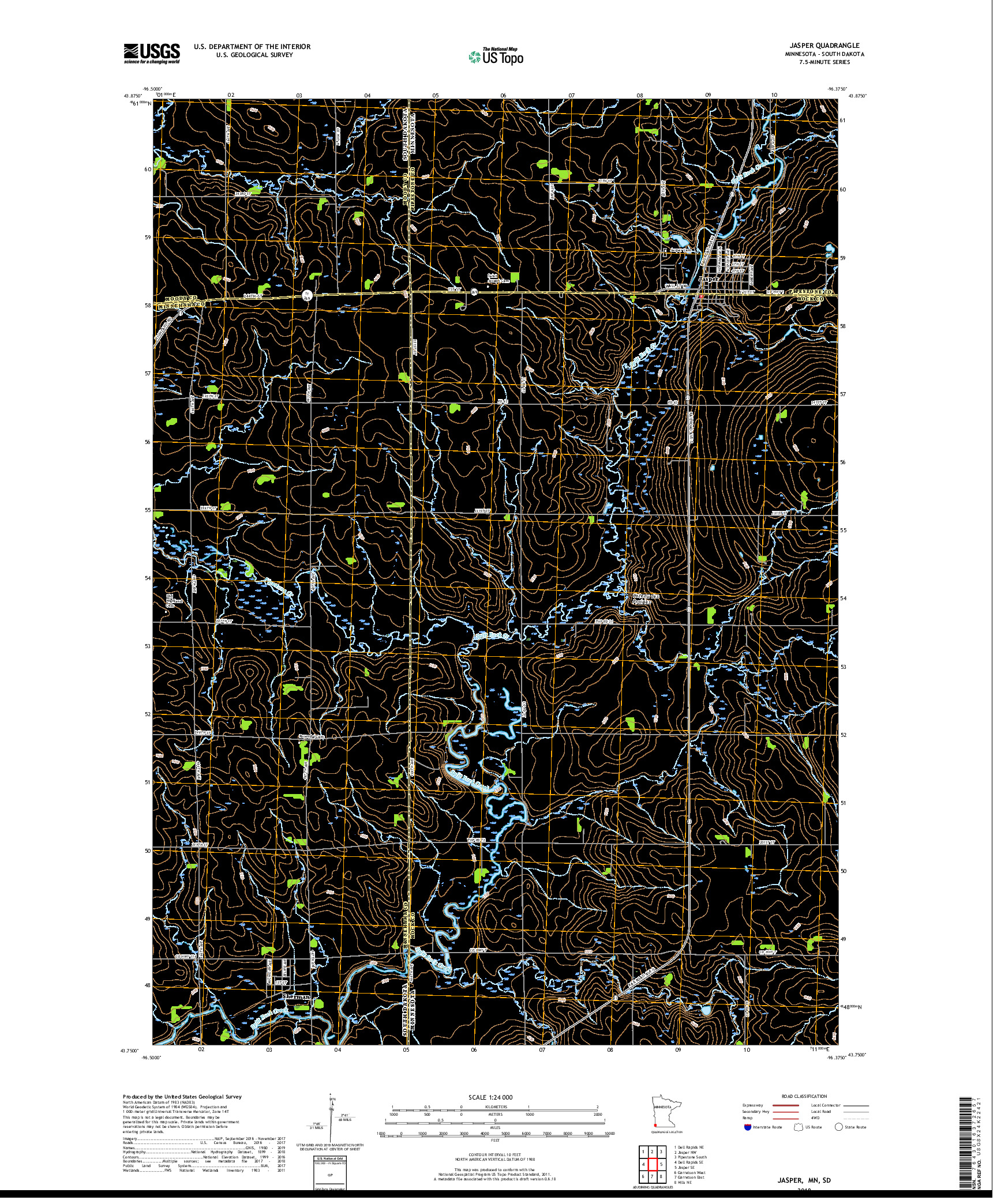 USGS US TOPO 7.5-MINUTE MAP FOR JASPER, MN,SD 2019