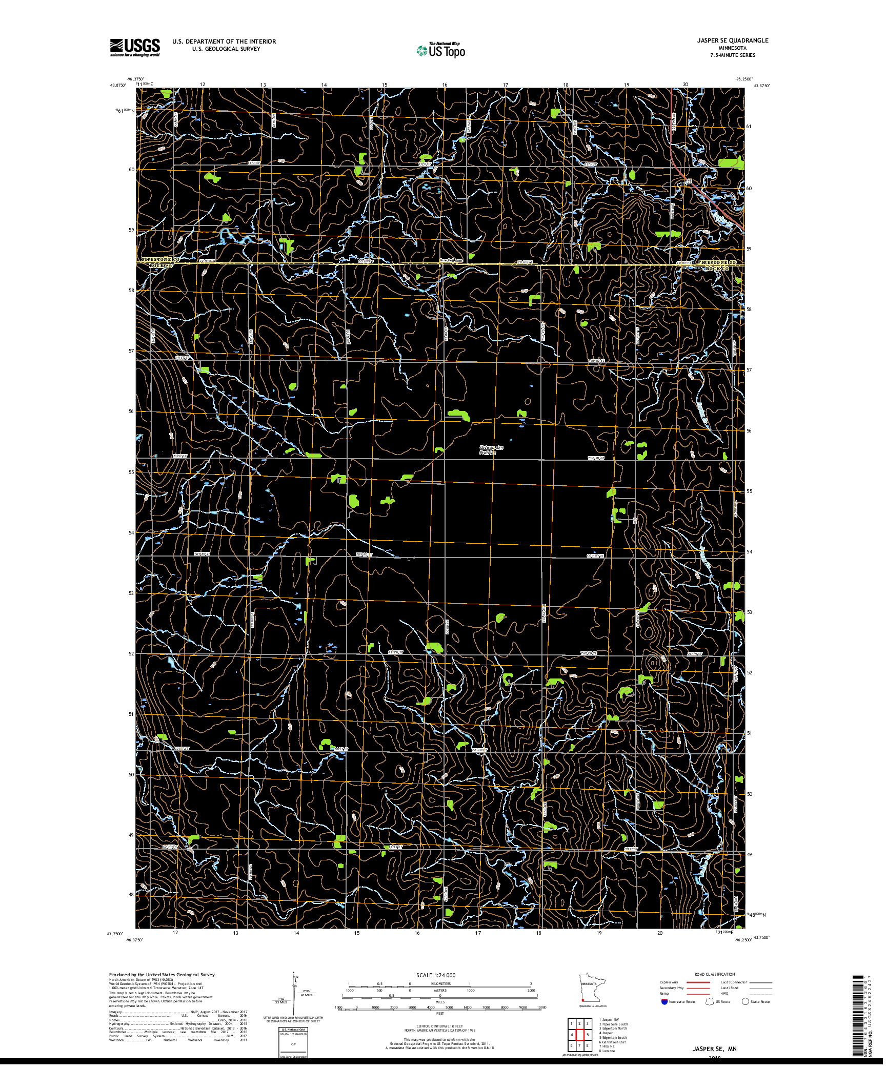 USGS US TOPO 7.5-MINUTE MAP FOR JASPER SE, MN 2019