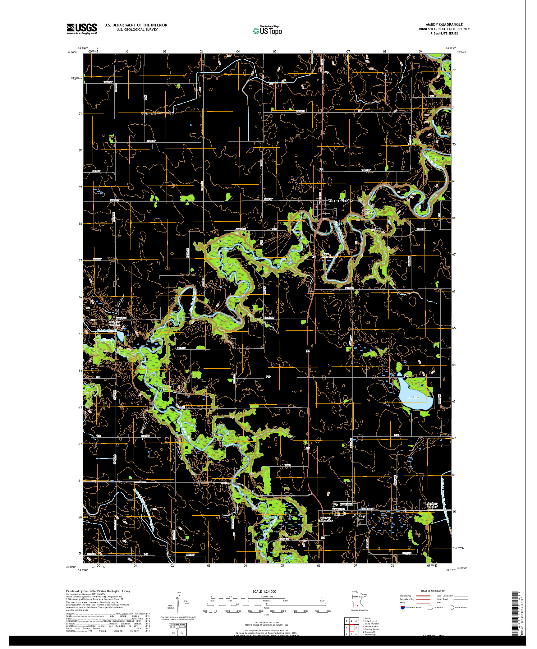 USGS US TOPO 7.5-MINUTE MAP FOR AMBOY, MN 2019