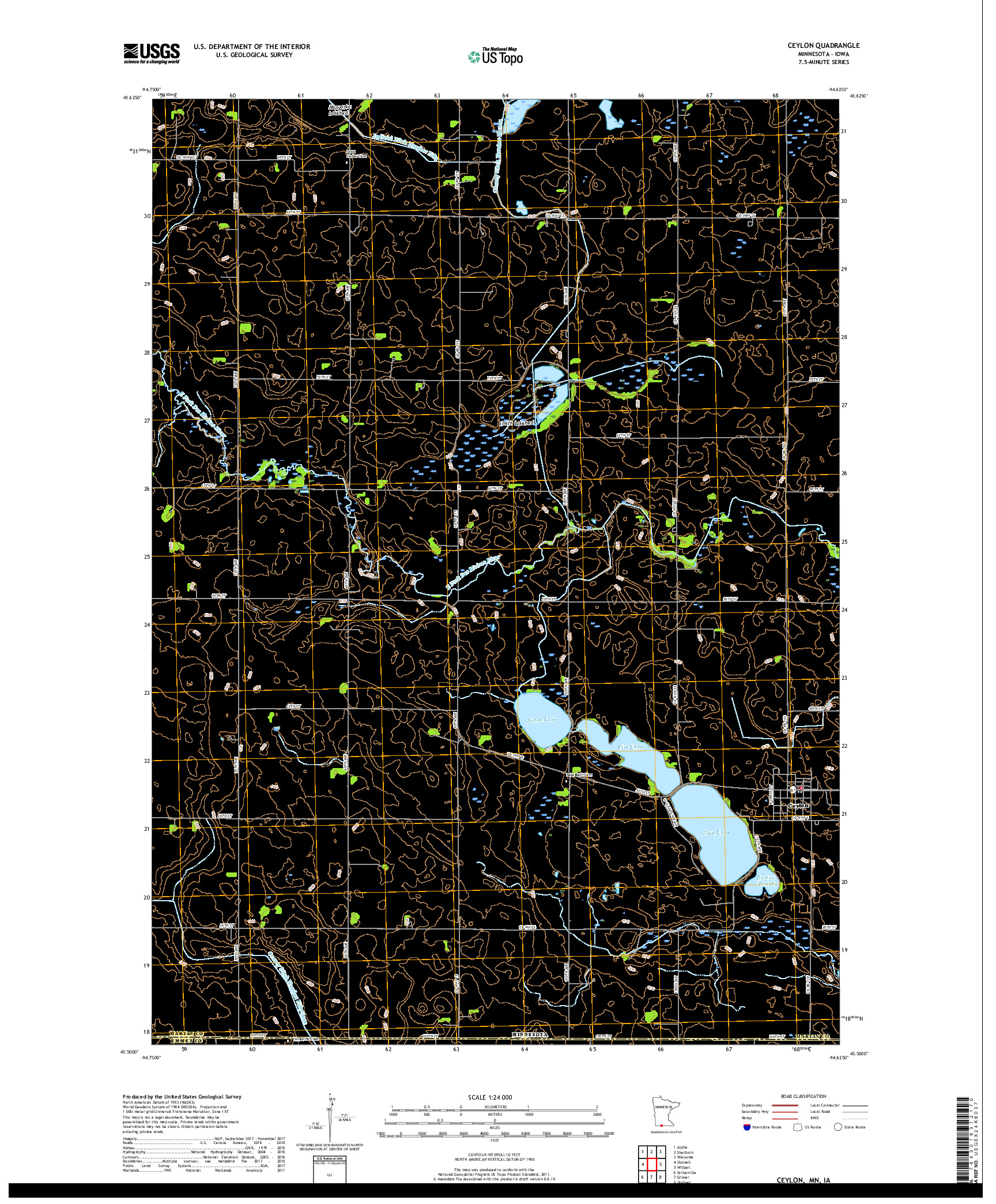 USGS US TOPO 7.5-MINUTE MAP FOR CEYLON, MN,IA 2019