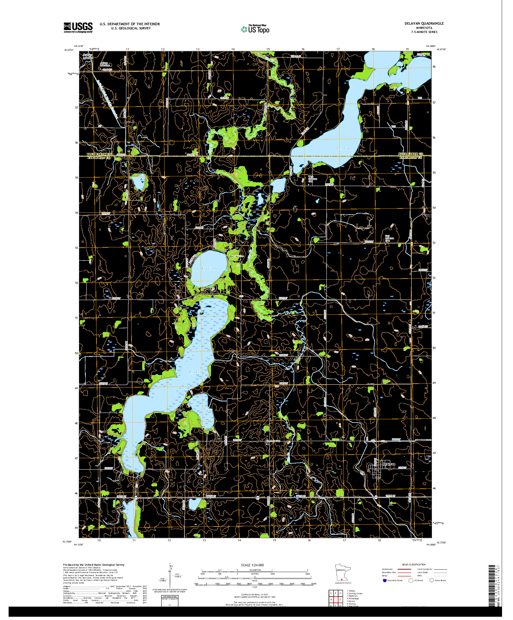 USGS US TOPO 7.5-MINUTE MAP FOR DELAVAN, MN 2019