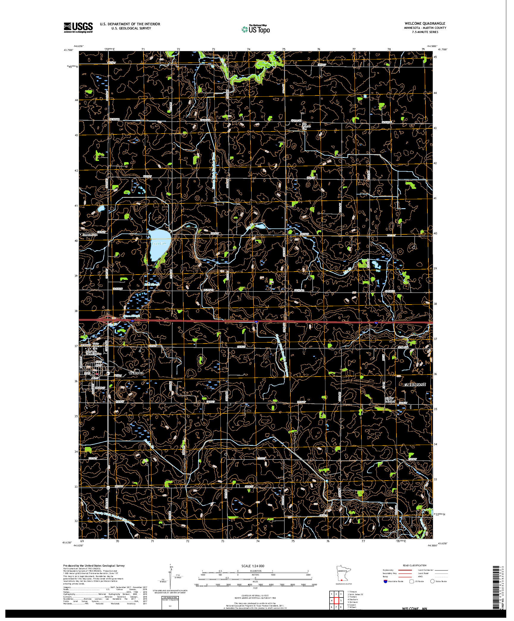 USGS US TOPO 7.5-MINUTE MAP FOR WELCOME, MN 2019