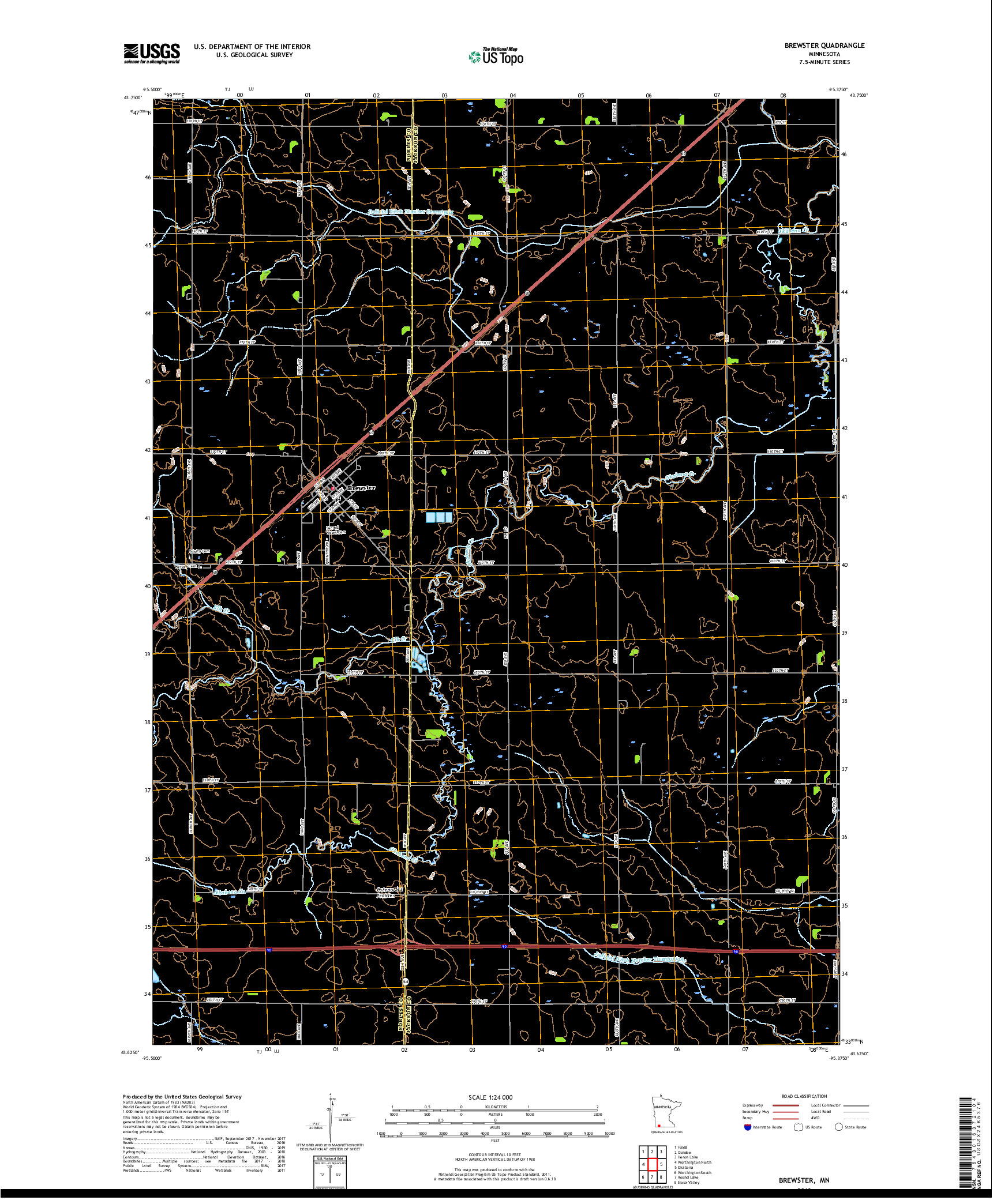 USGS US TOPO 7.5-MINUTE MAP FOR BREWSTER, MN 2019
