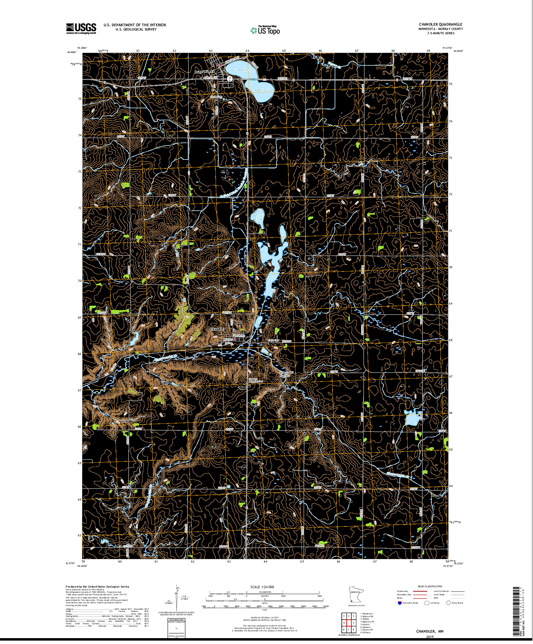 USGS US TOPO 7.5-MINUTE MAP FOR CHANDLER, MN 2019