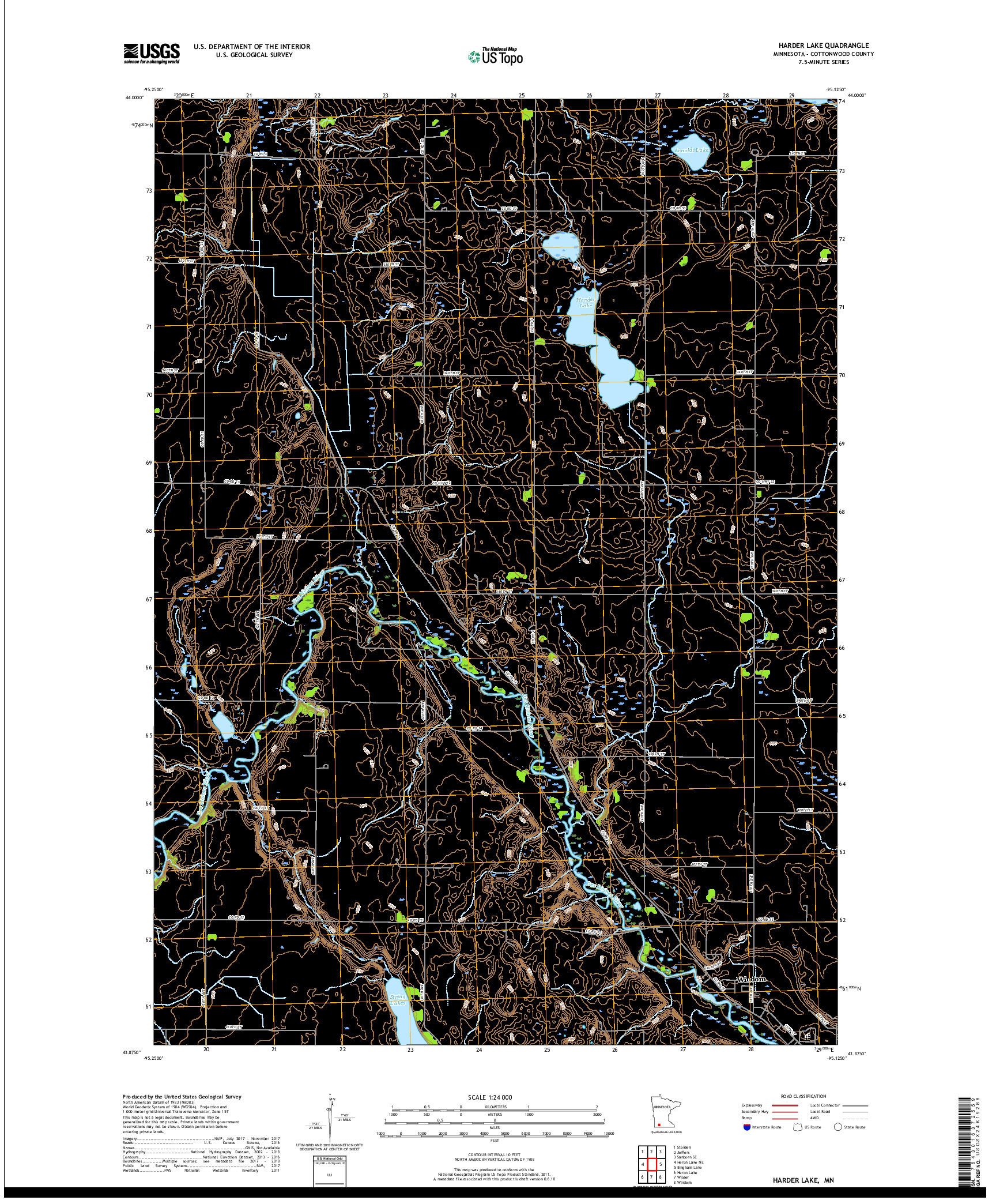 USGS US TOPO 7.5-MINUTE MAP FOR HARDER LAKE, MN 2019