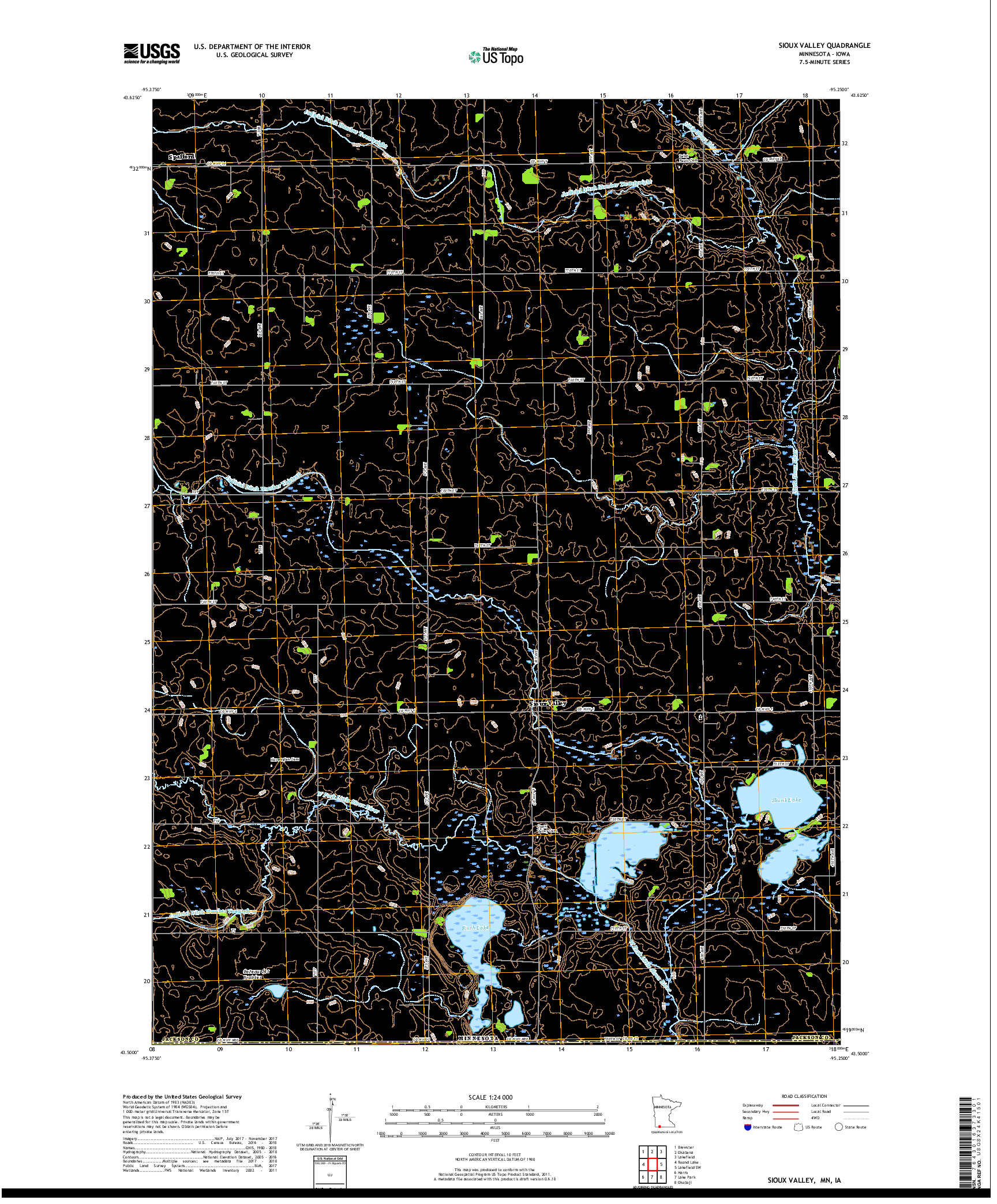 USGS US TOPO 7.5-MINUTE MAP FOR SIOUX VALLEY, MN,IA 2019
