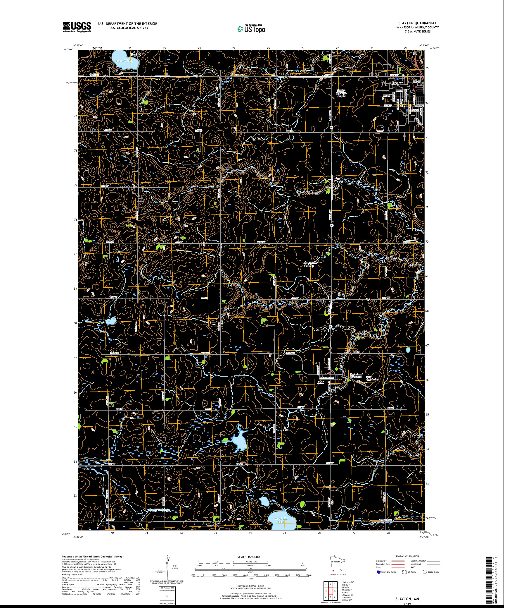 USGS US TOPO 7.5-MINUTE MAP FOR SLAYTON, MN 2019