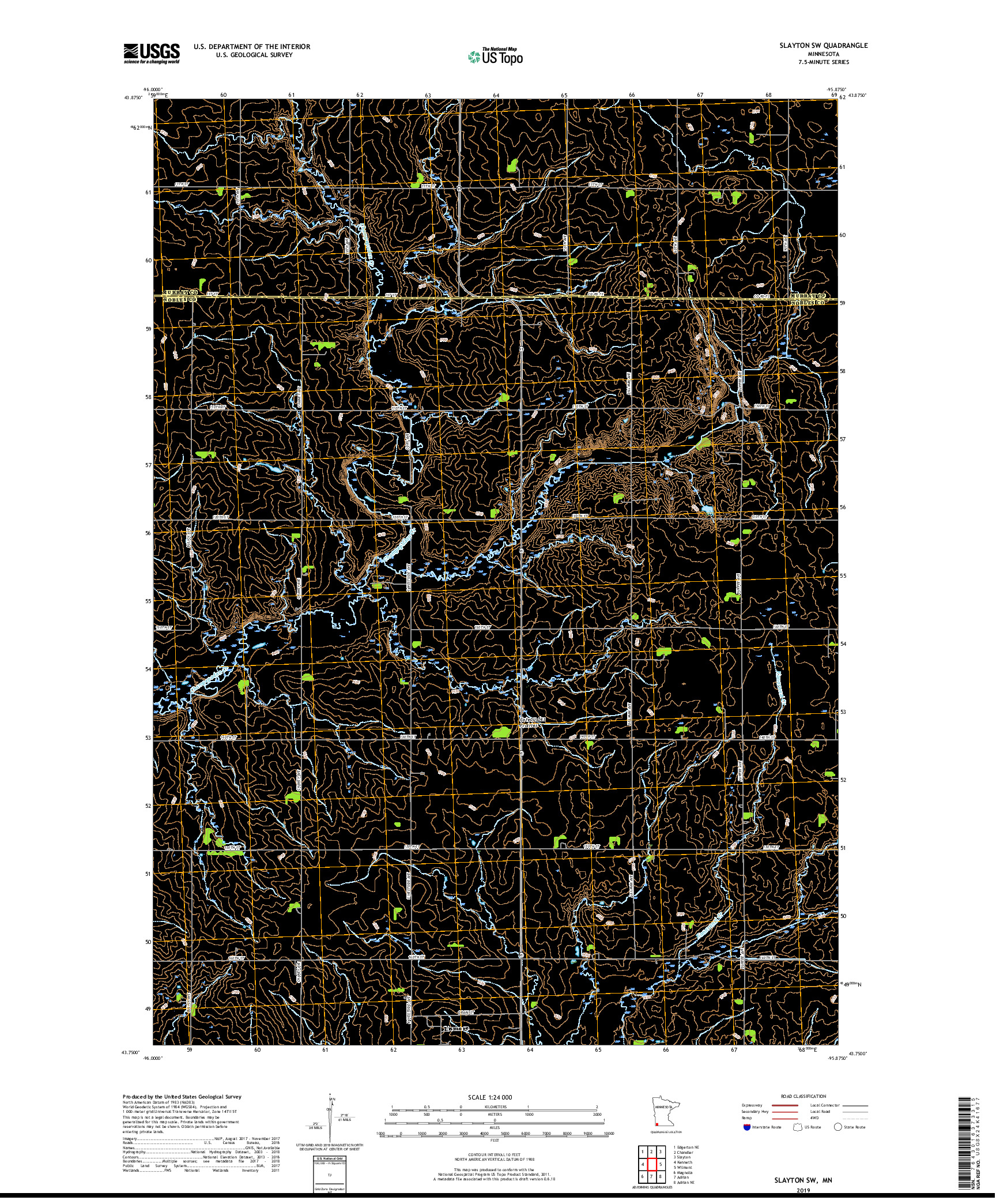 USGS US TOPO 7.5-MINUTE MAP FOR SLAYTON SW, MN 2019
