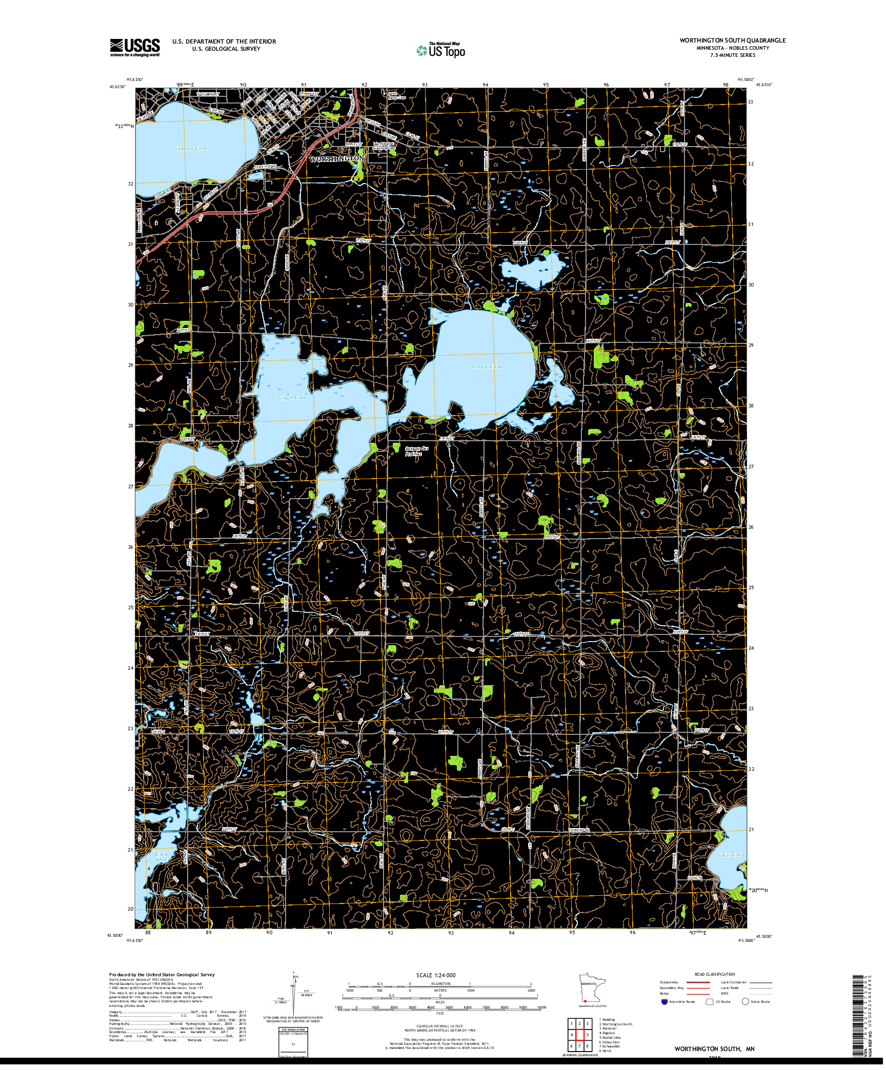 USGS US TOPO 7.5-MINUTE MAP FOR WORTHINGTON SOUTH, MN 2019