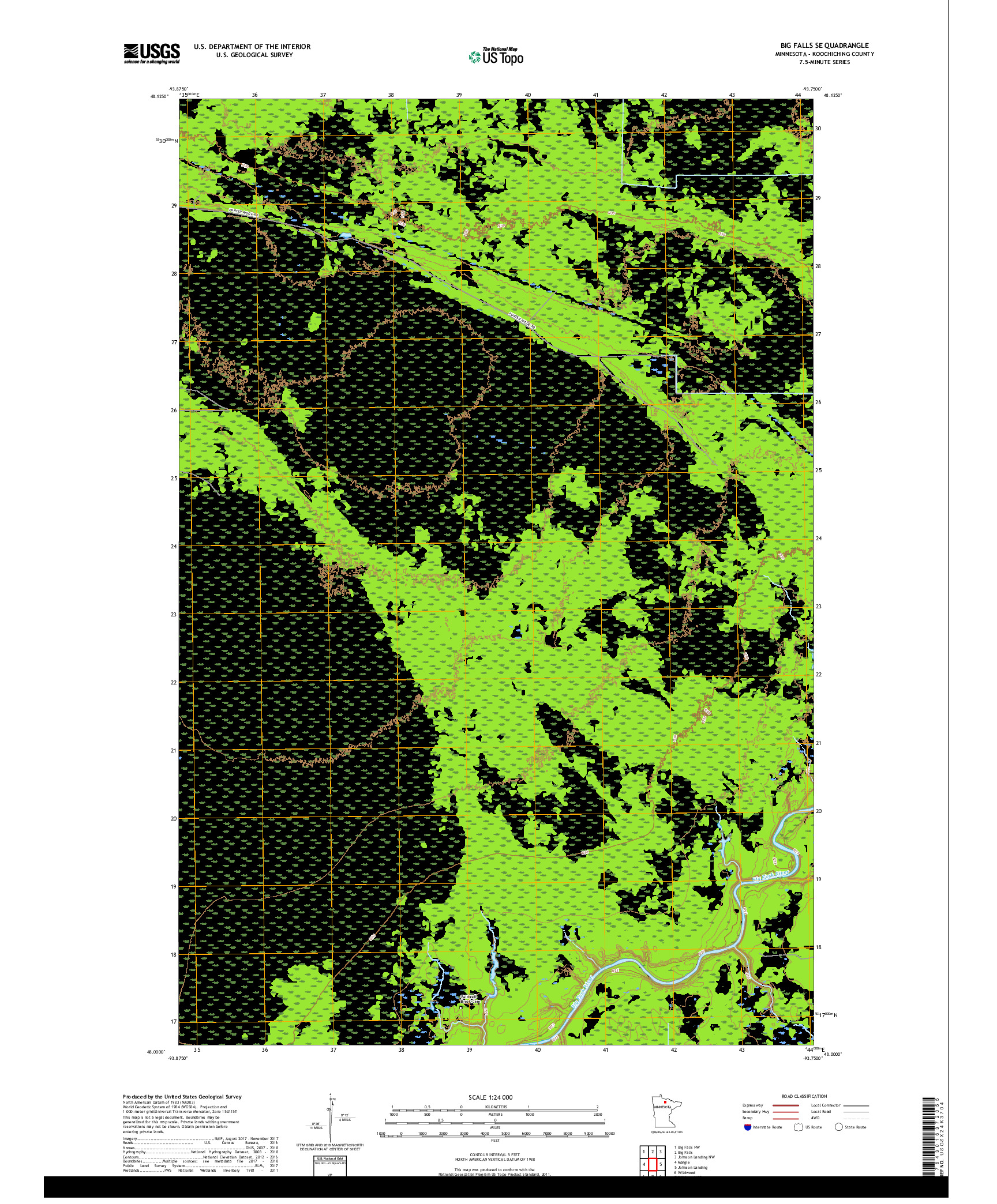 USGS US TOPO 7.5-MINUTE MAP FOR BIG FALLS SE, MN 2019