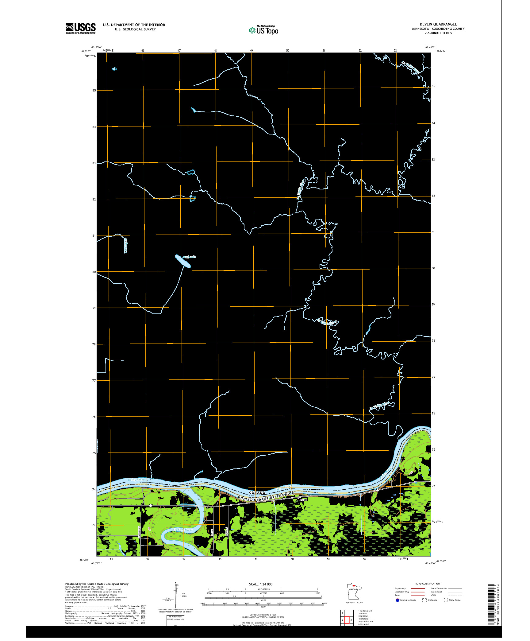 USGS US TOPO 7.5-MINUTE MAP FOR DEVLIN, MN,ON 2019