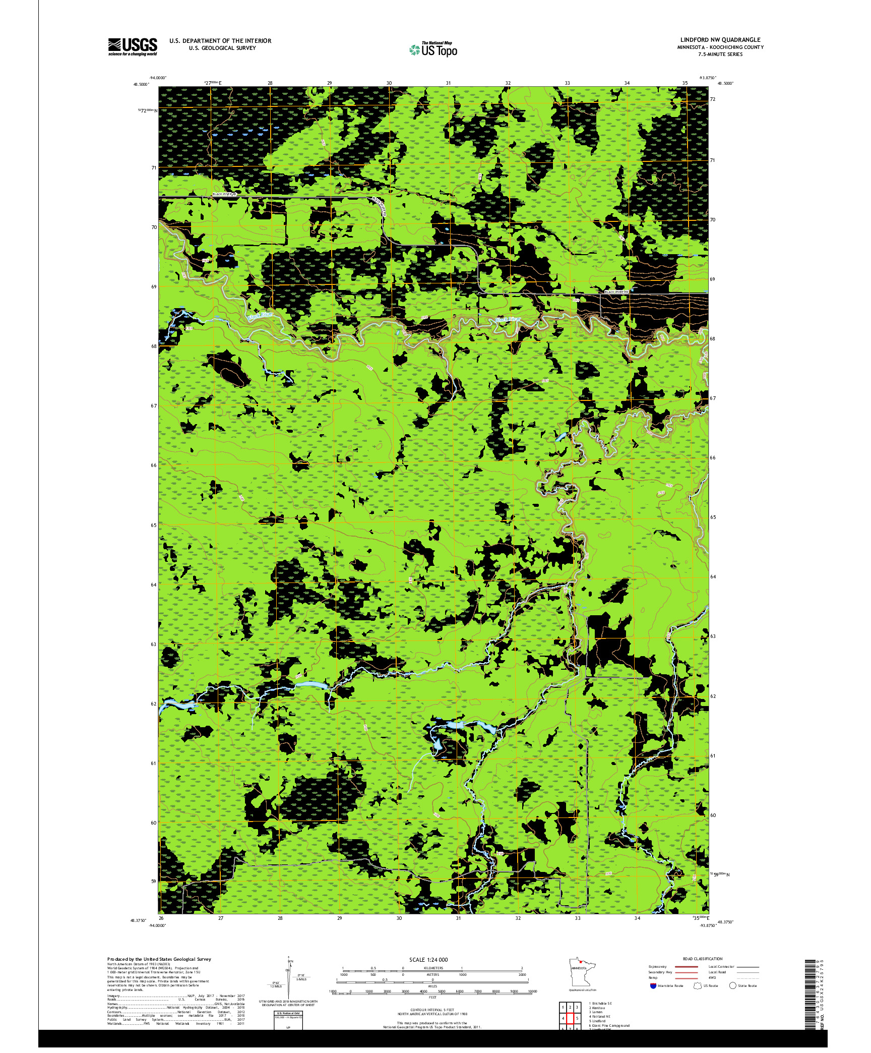 USGS US TOPO 7.5-MINUTE MAP FOR LINDFORD NW, MN 2019