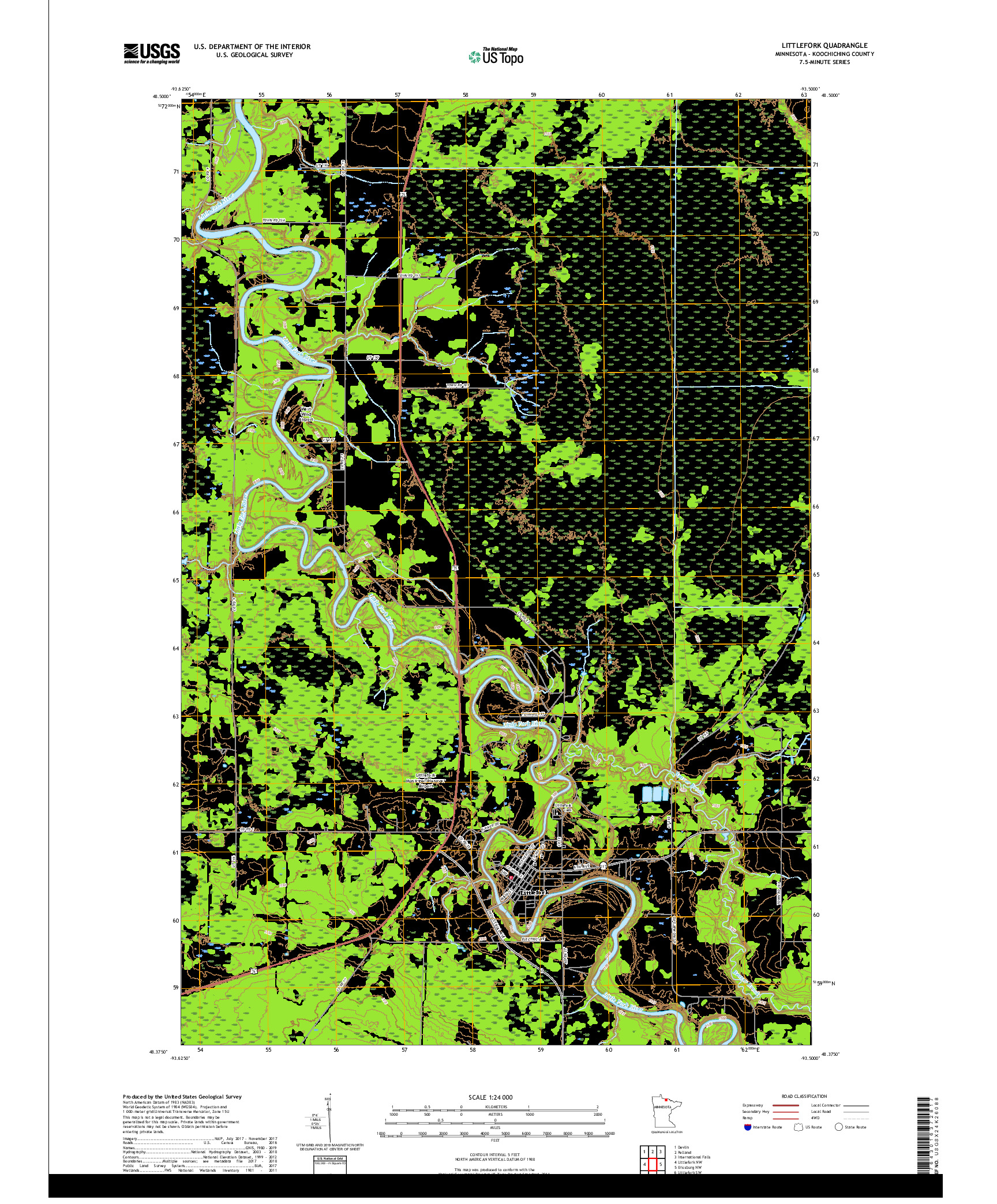 USGS US TOPO 7.5-MINUTE MAP FOR LITTLEFORK, MN 2019