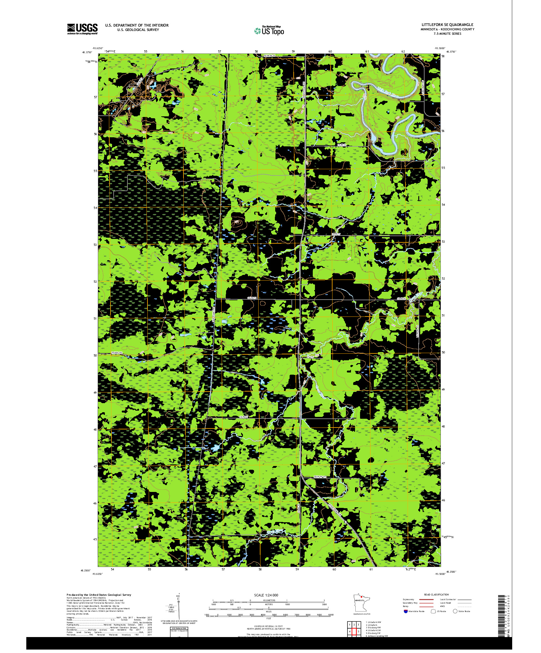 USGS US TOPO 7.5-MINUTE MAP FOR LITTLEFORK SE, MN 2019