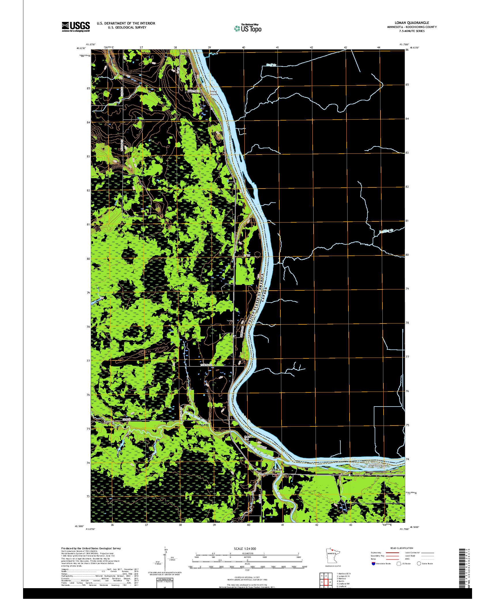 USGS US TOPO 7.5-MINUTE MAP FOR LOMAN, MN,ON 2019
