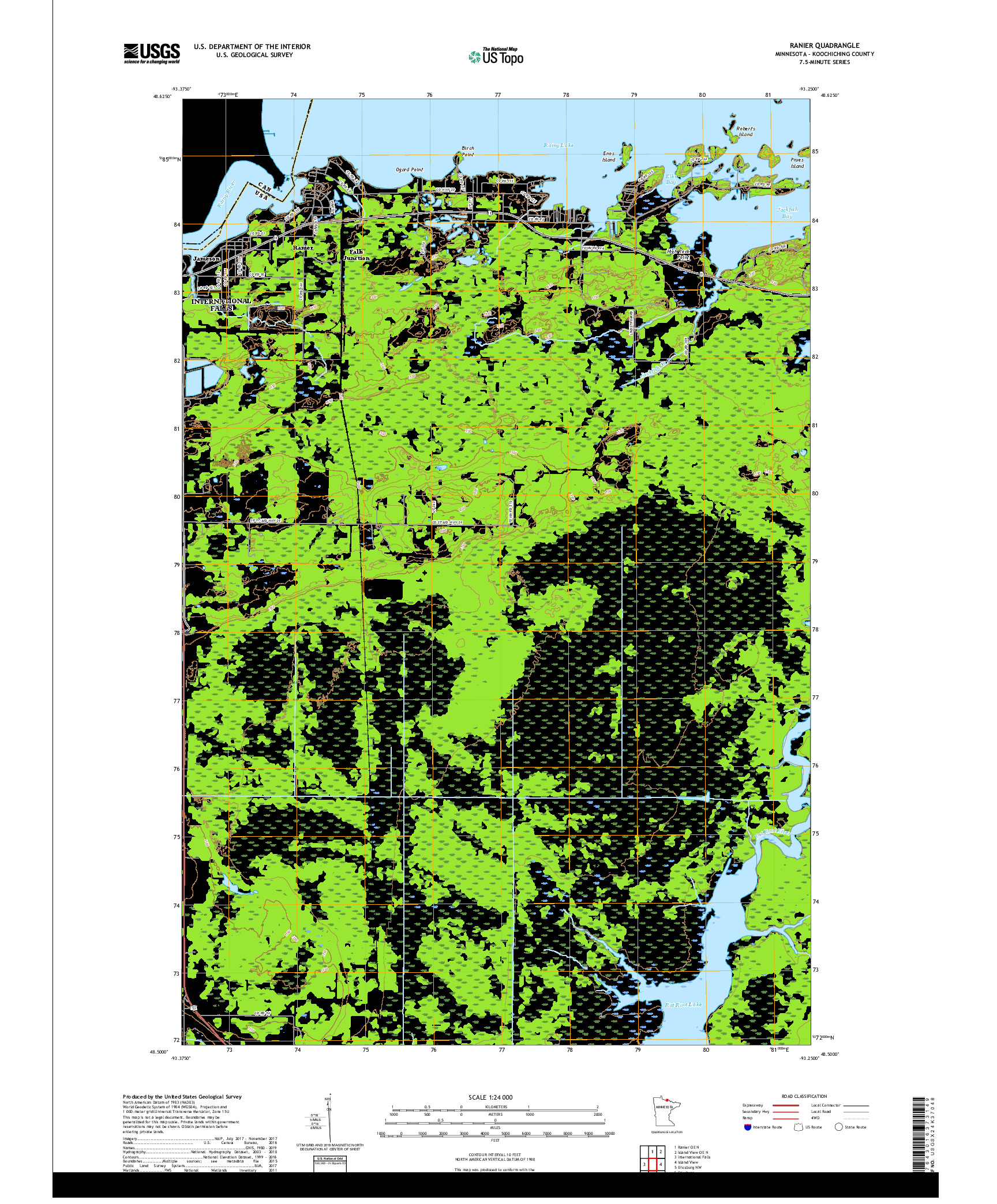 USGS US TOPO 7.5-MINUTE MAP FOR RANIER, MN,ON 2019