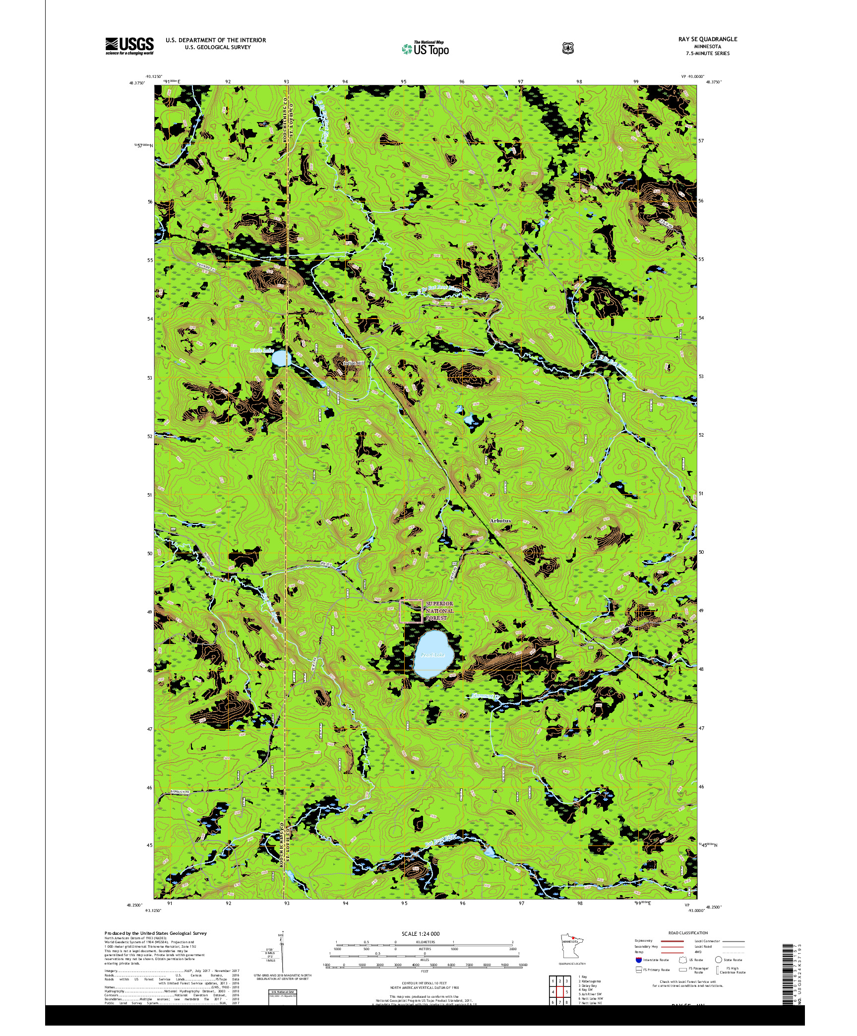 USGS US TOPO 7.5-MINUTE MAP FOR RAY SE, MN 2019