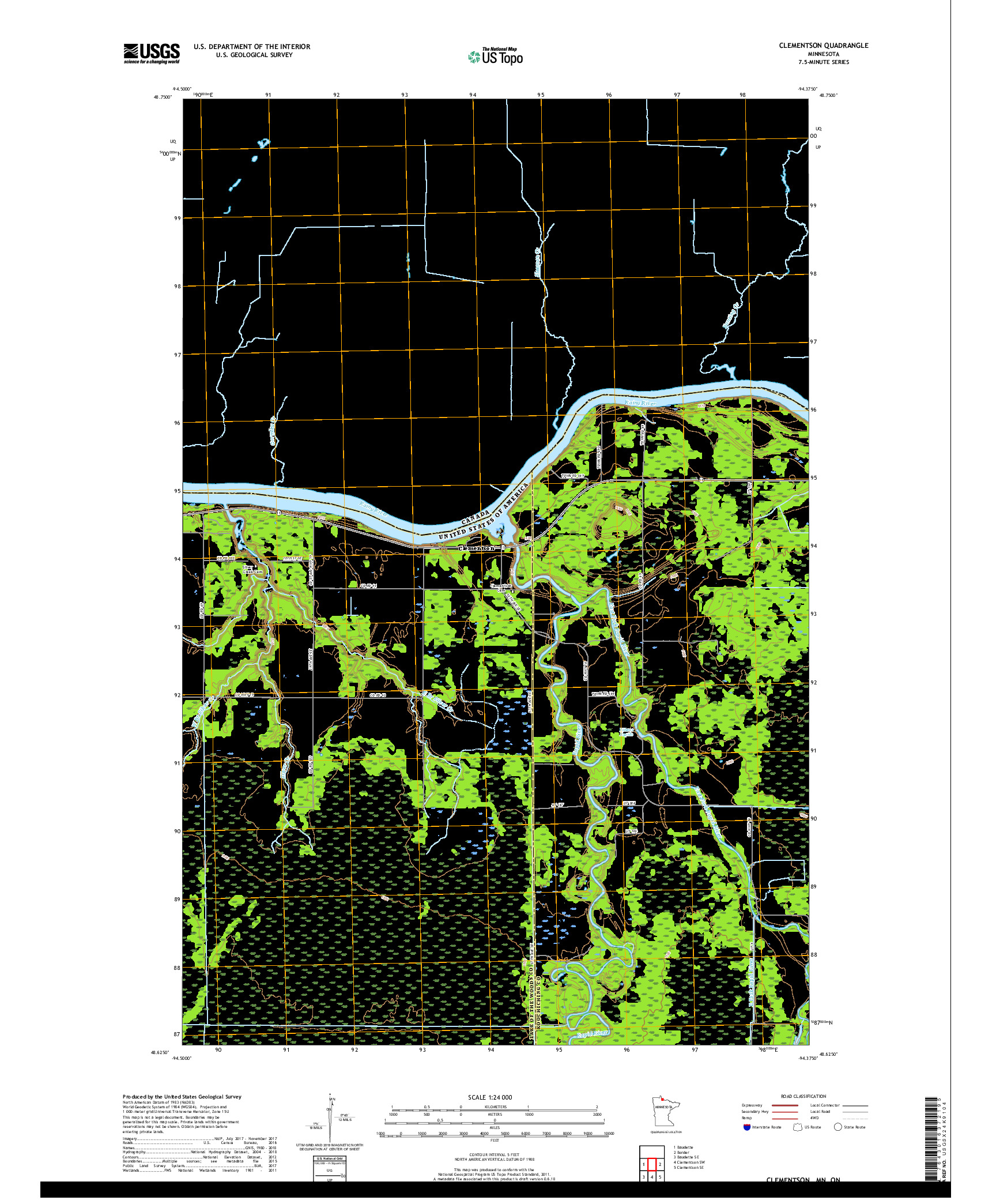 USGS US TOPO 7.5-MINUTE MAP FOR CLEMENTSON, MN,ON 2019