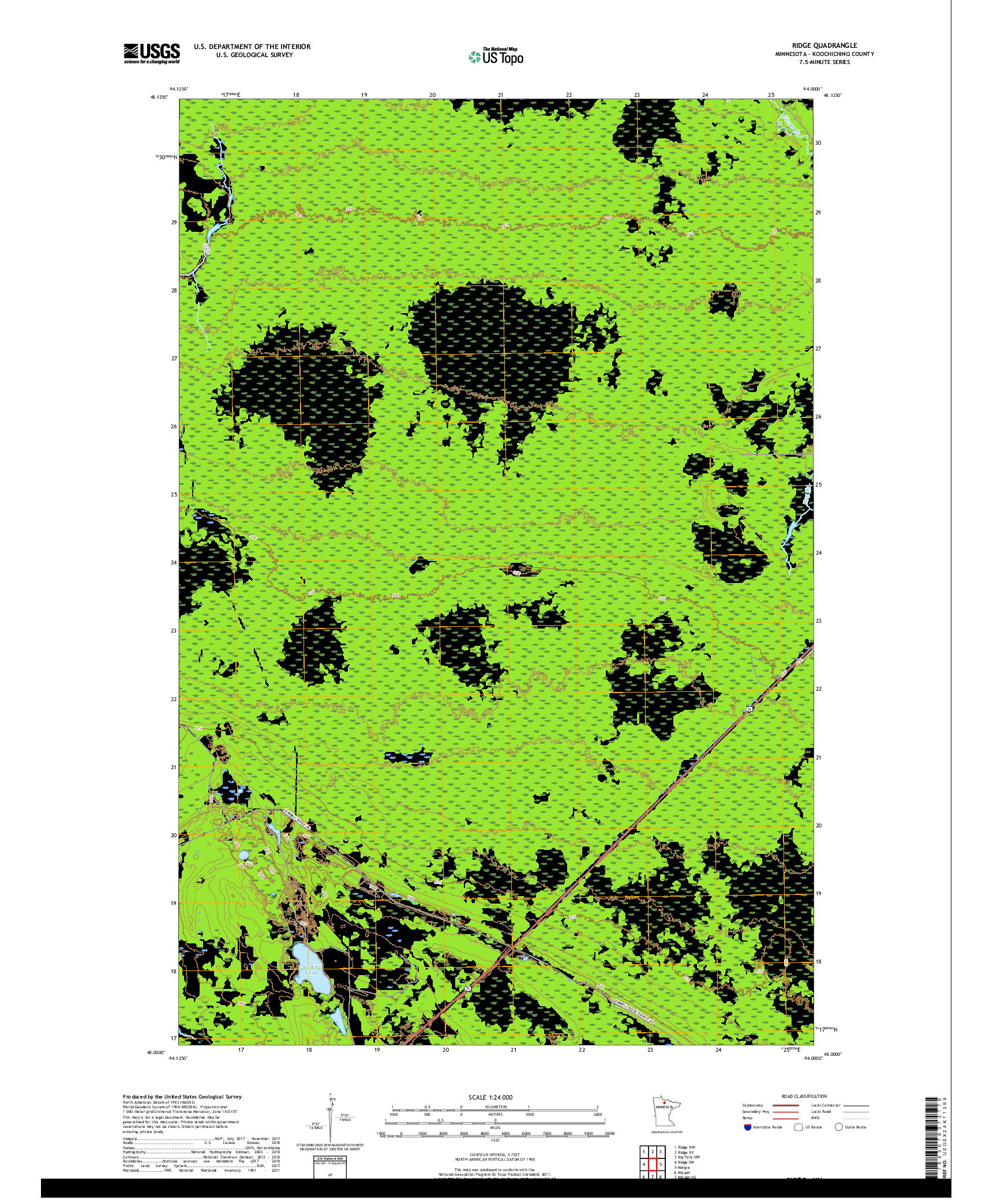 USGS US TOPO 7.5-MINUTE MAP FOR RIDGE, MN 2019