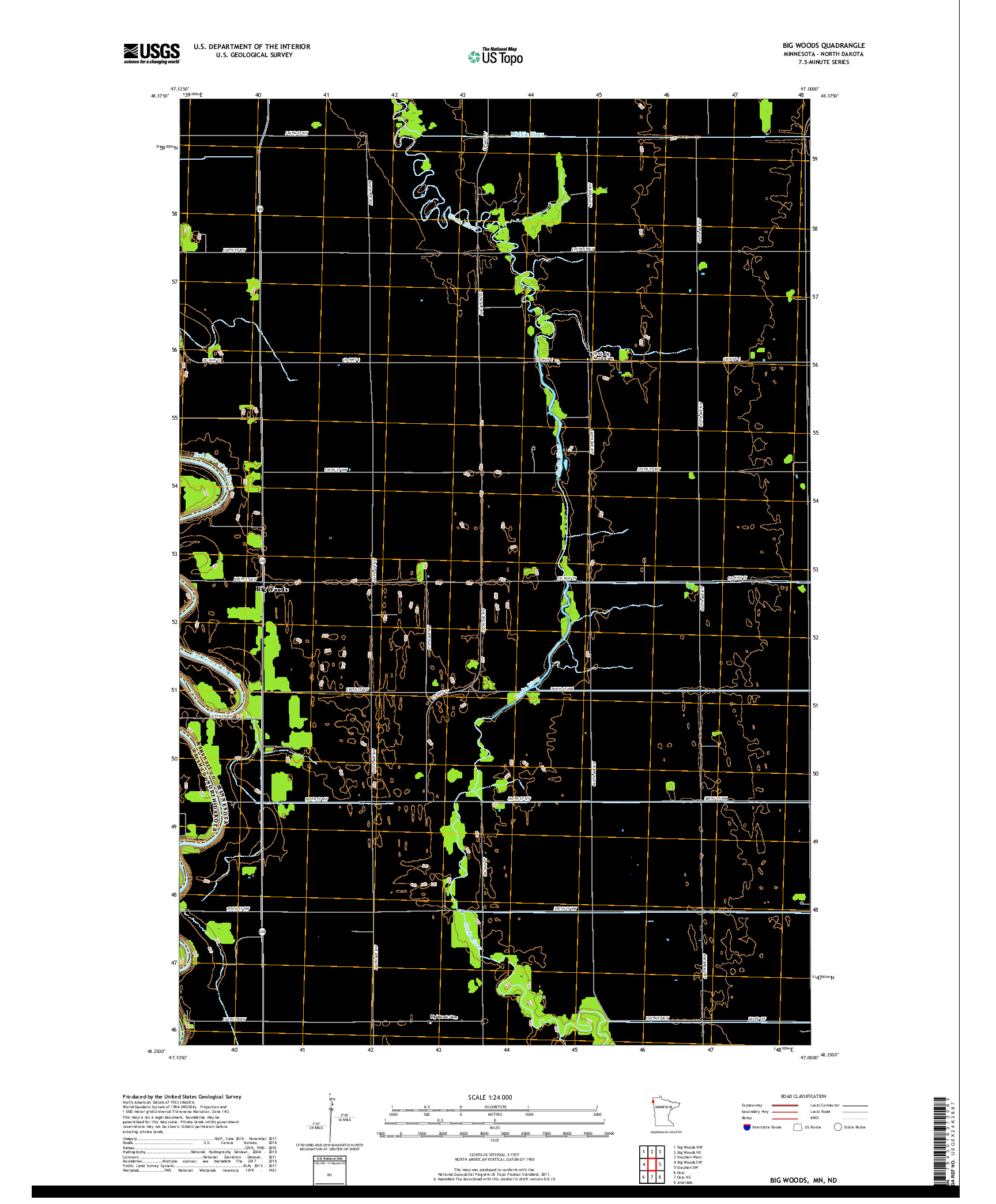 USGS US TOPO 7.5-MINUTE MAP FOR BIG WOODS, MN,ND 2019