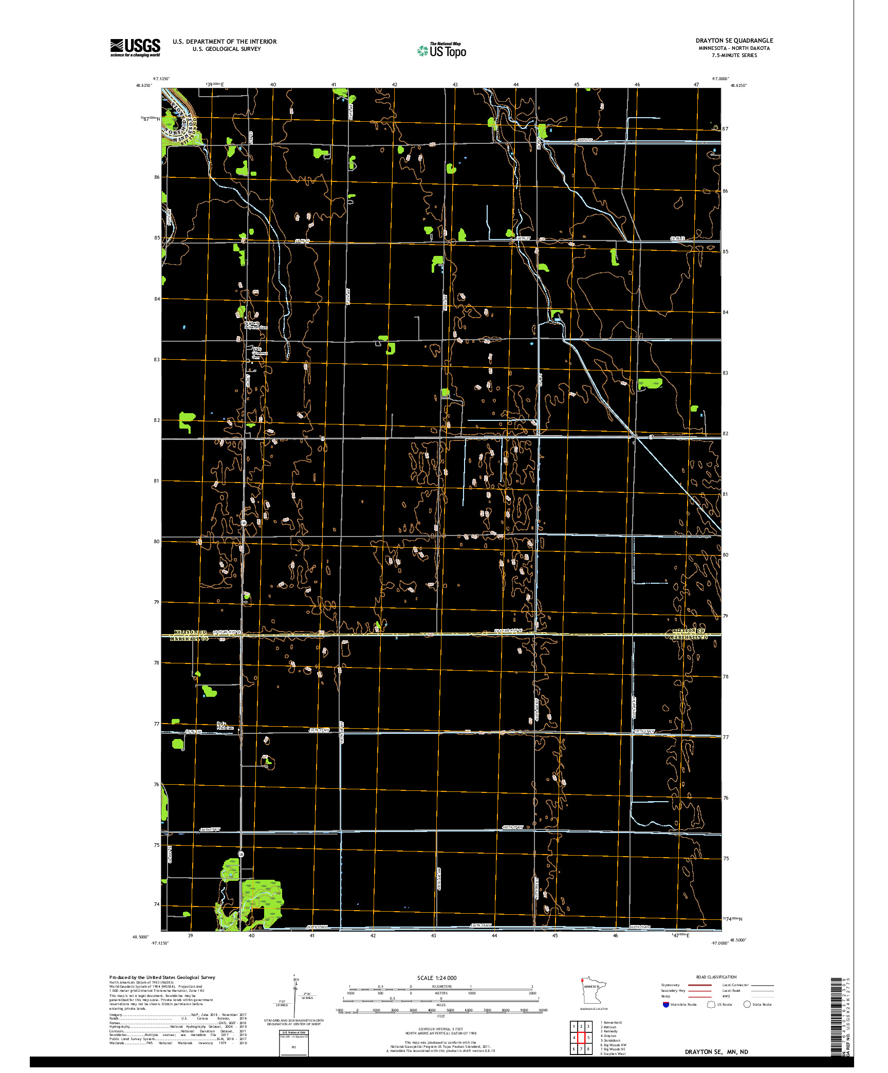 USGS US TOPO 7.5-MINUTE MAP FOR DRAYTON SE, MN,ND 2019
