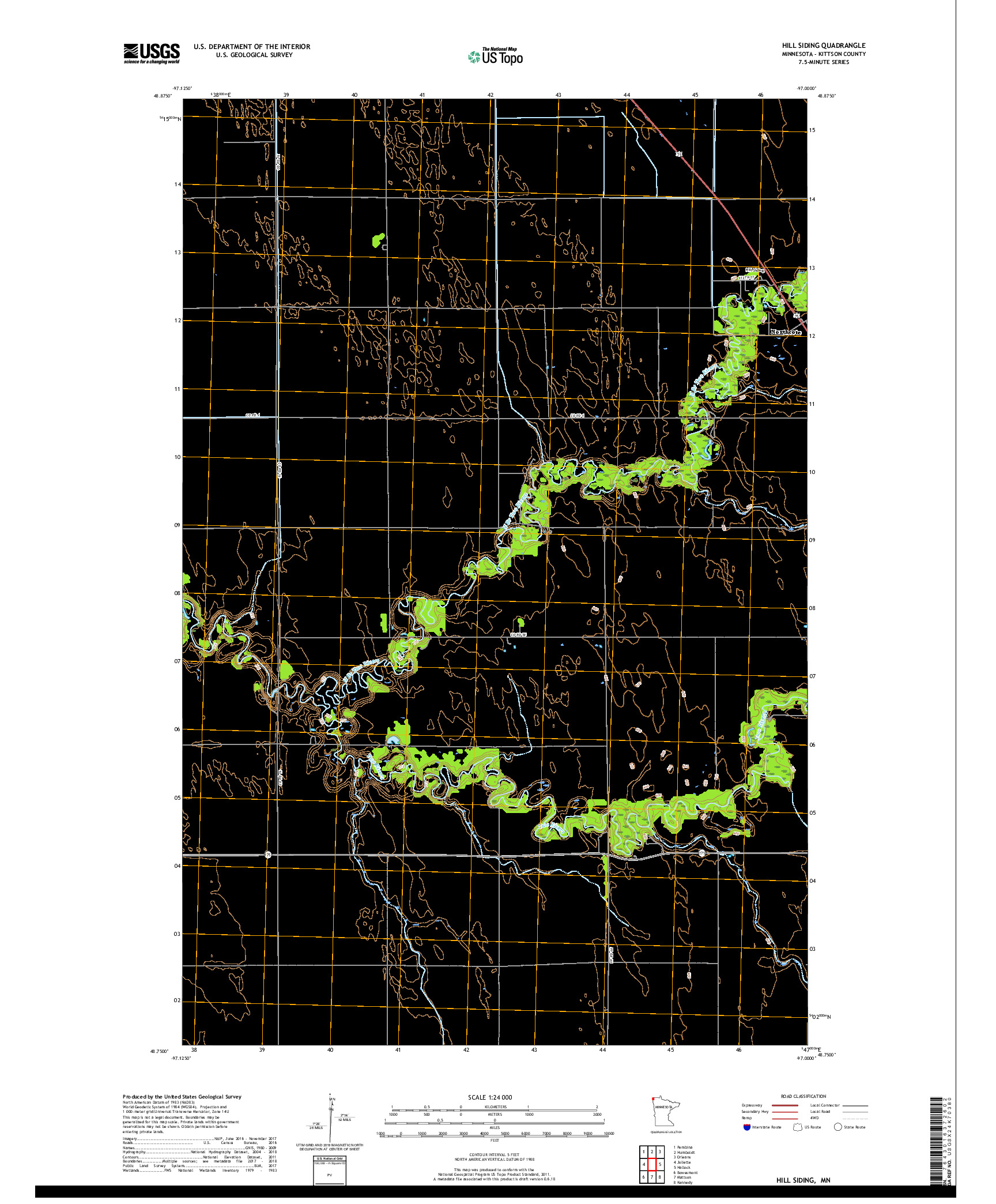 USGS US TOPO 7.5-MINUTE MAP FOR HILL SIDING, MN 2019
