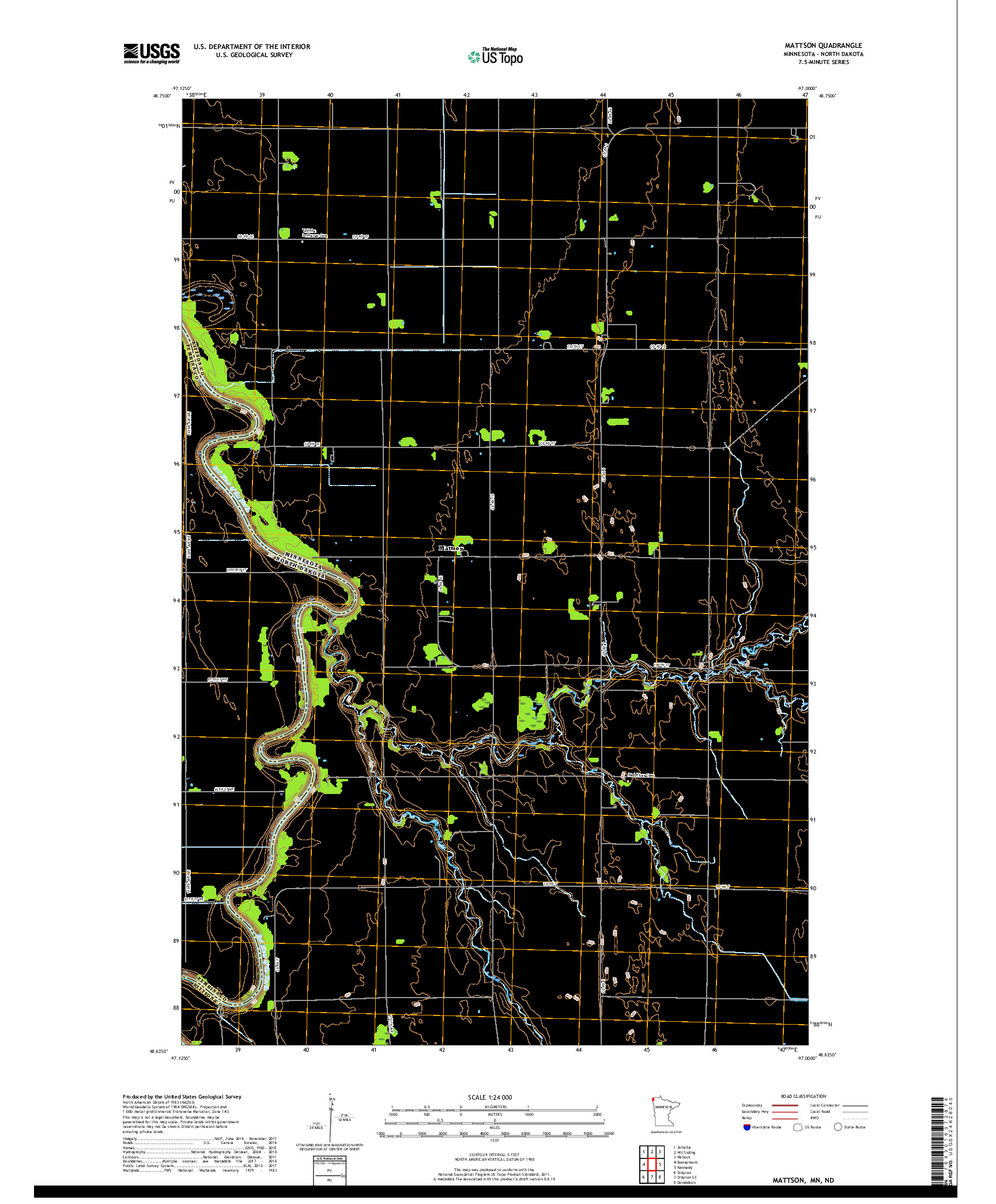 USGS US TOPO 7.5-MINUTE MAP FOR MATTSON, MN,ND 2019