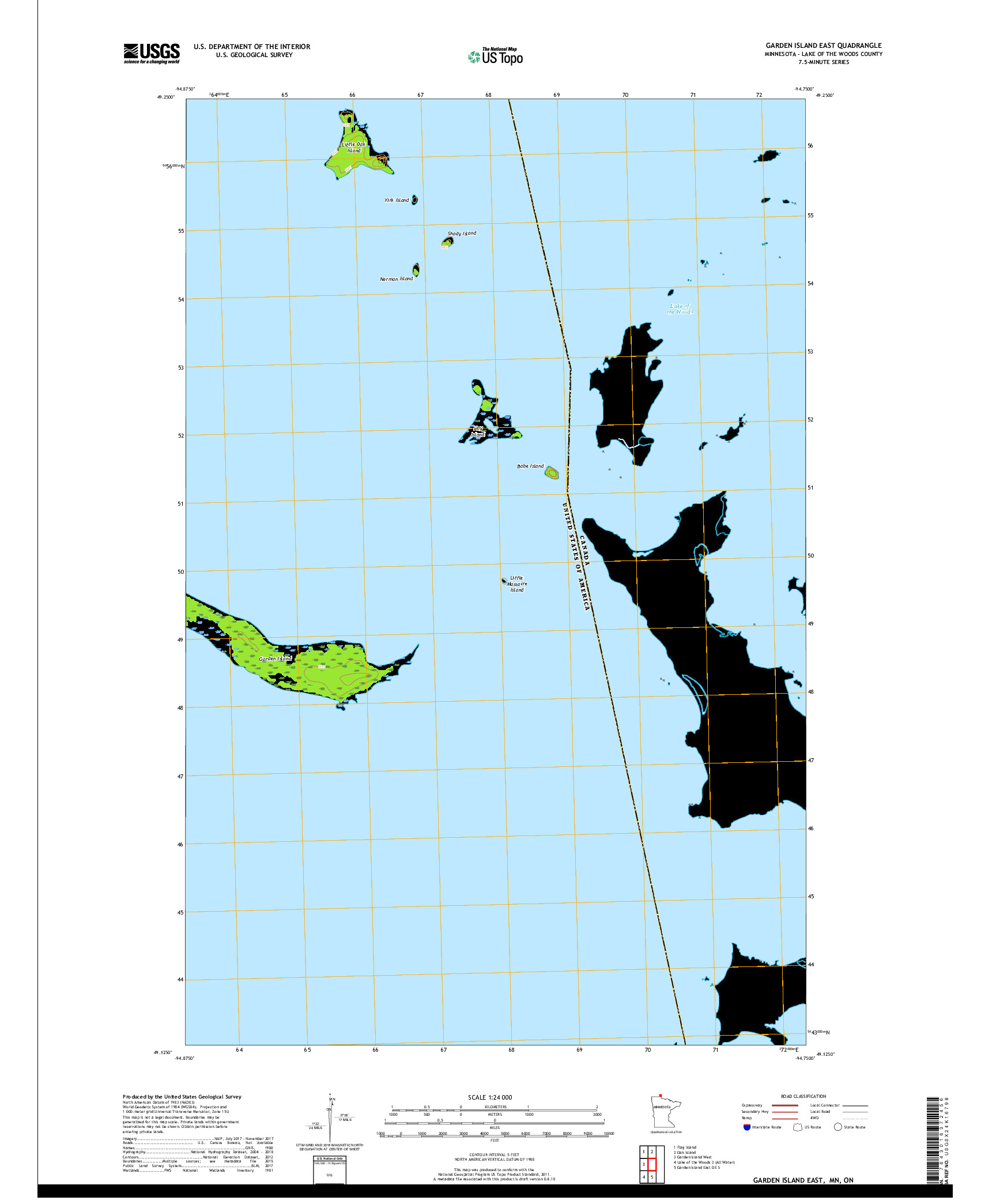 USGS US TOPO 7.5-MINUTE MAP FOR GARDEN ISLAND EAST, MN,ON 2019