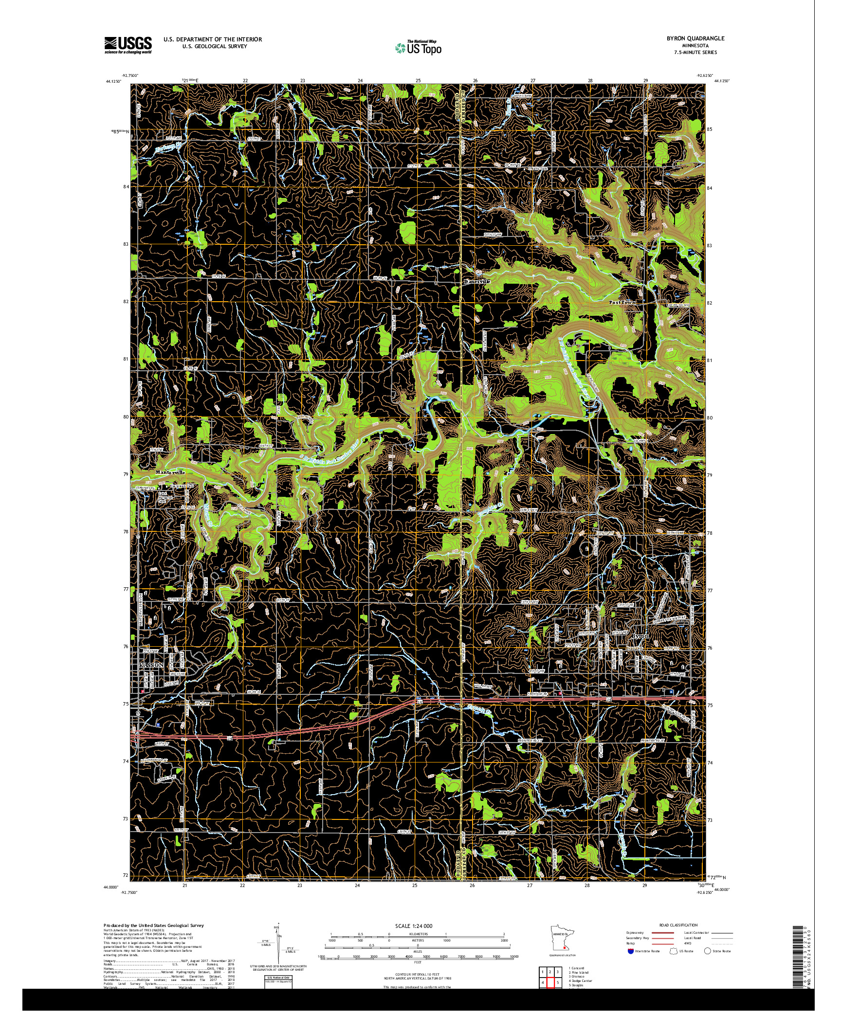 USGS US TOPO 7.5-MINUTE MAP FOR BYRON, MN 2019