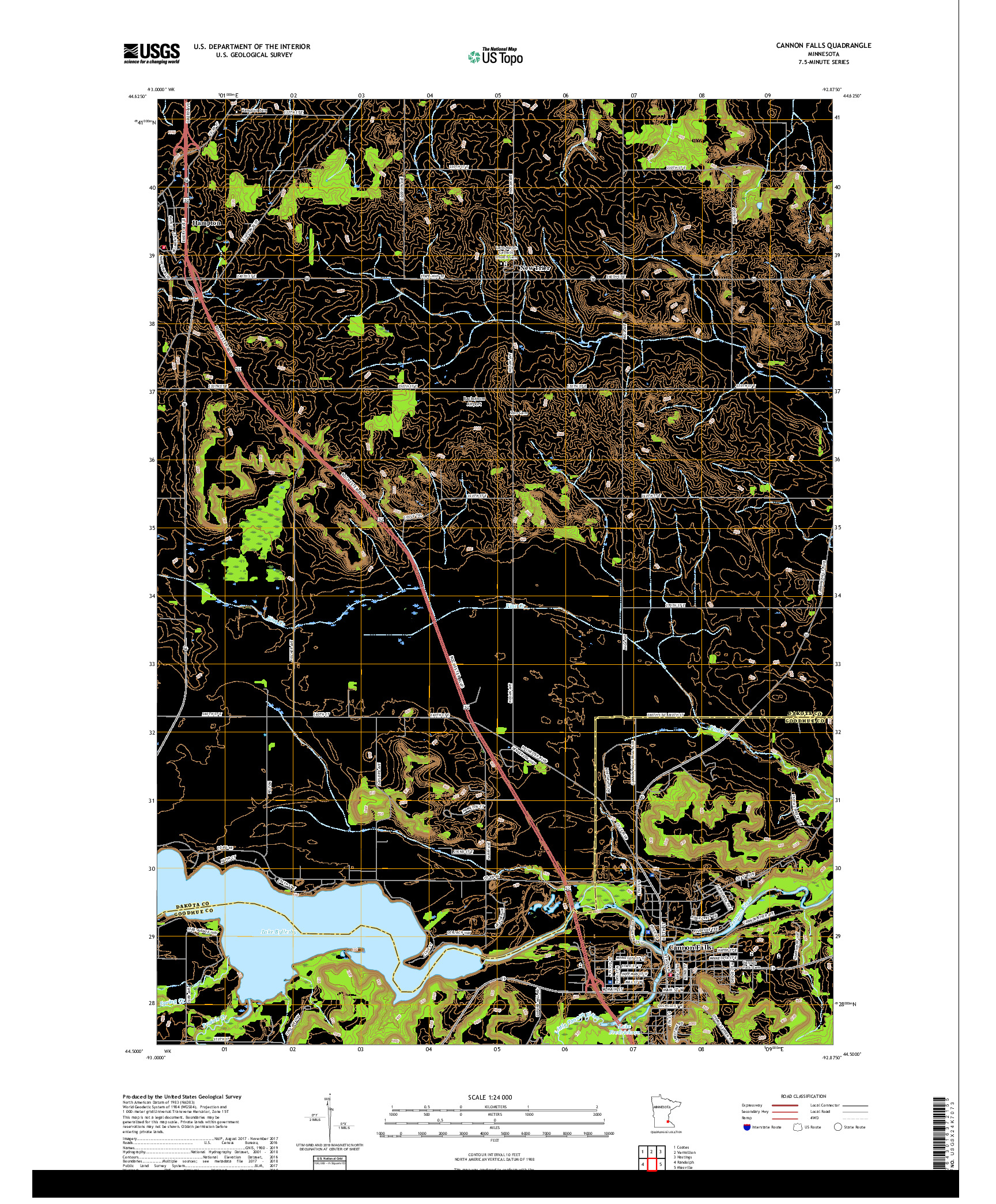 USGS US TOPO 7.5-MINUTE MAP FOR CANNON FALLS, MN 2019