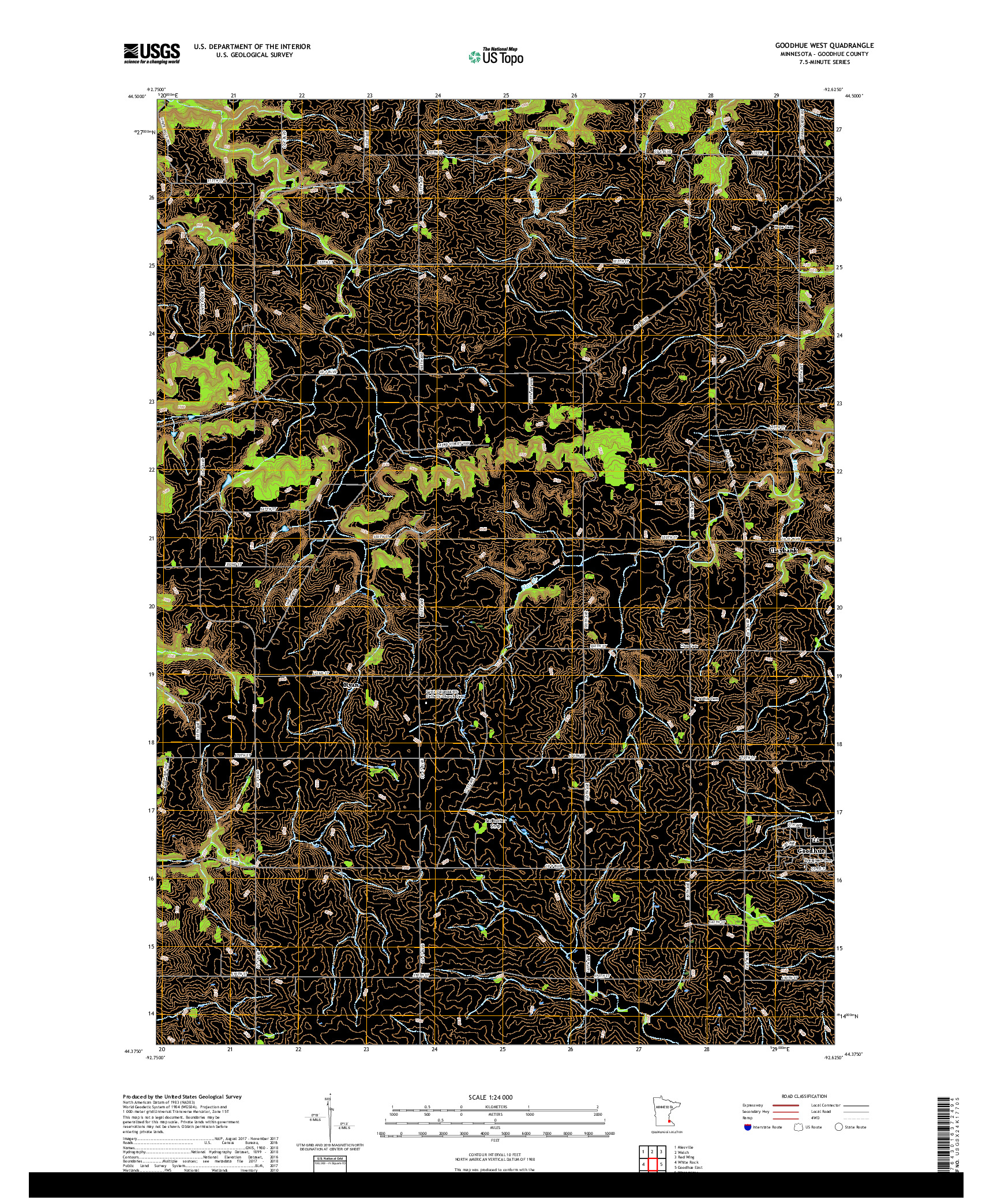 USGS US TOPO 7.5-MINUTE MAP FOR GOODHUE WEST, MN 2019