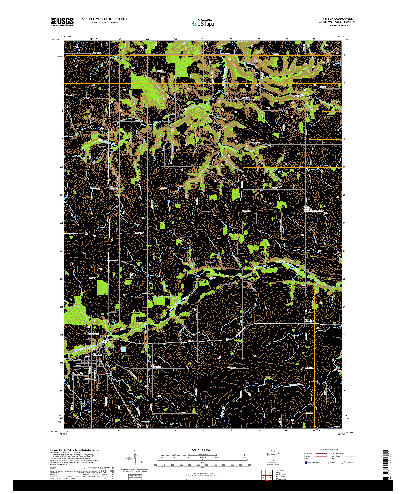 USGS US TOPO 7.5-MINUTE MAP FOR KENYON, MN 2019