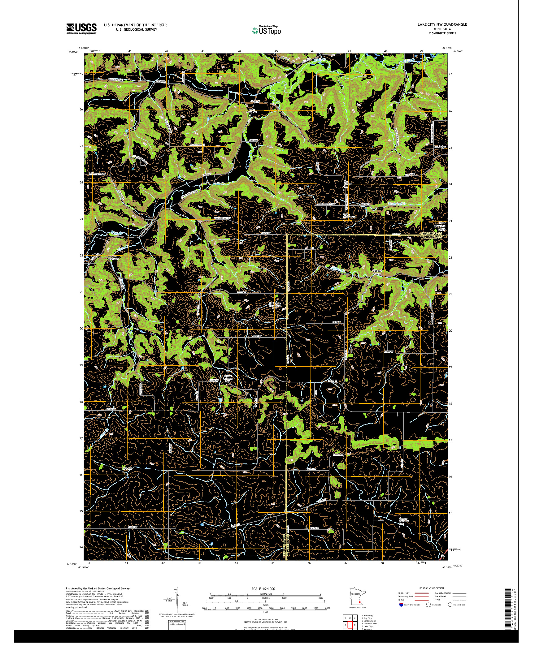 USGS US TOPO 7.5-MINUTE MAP FOR LAKE CITY NW, MN 2019
